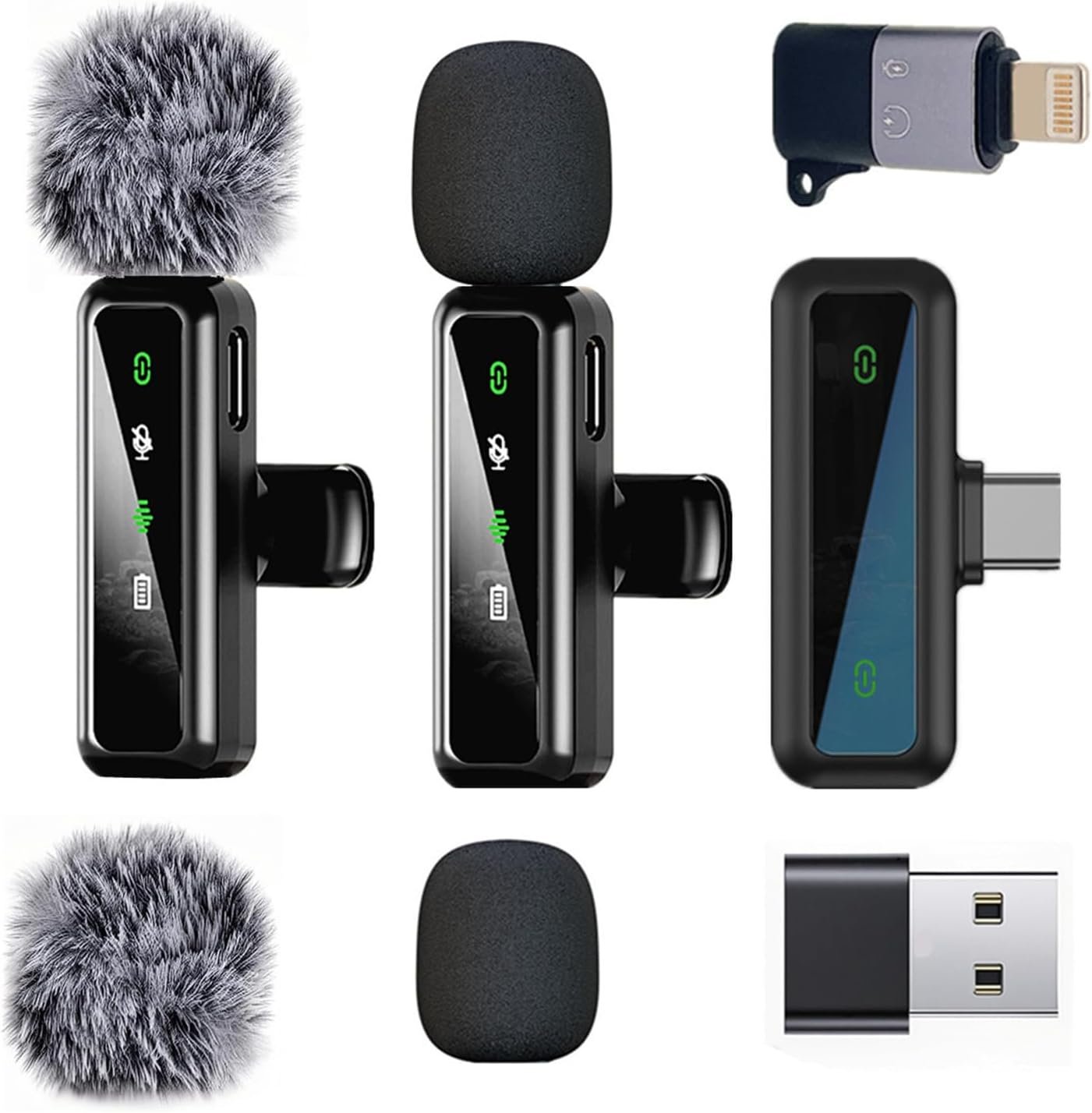 Wireless Lavalier Mic for iPhone,Android,PC,Live Stream, Vlog(Black)
