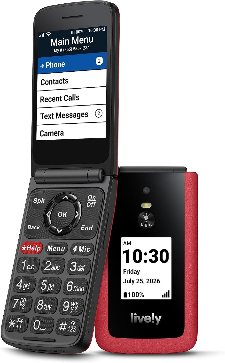 LIVELY Jitterbug Flip Cell Phone for Seniors, Flip3, Red