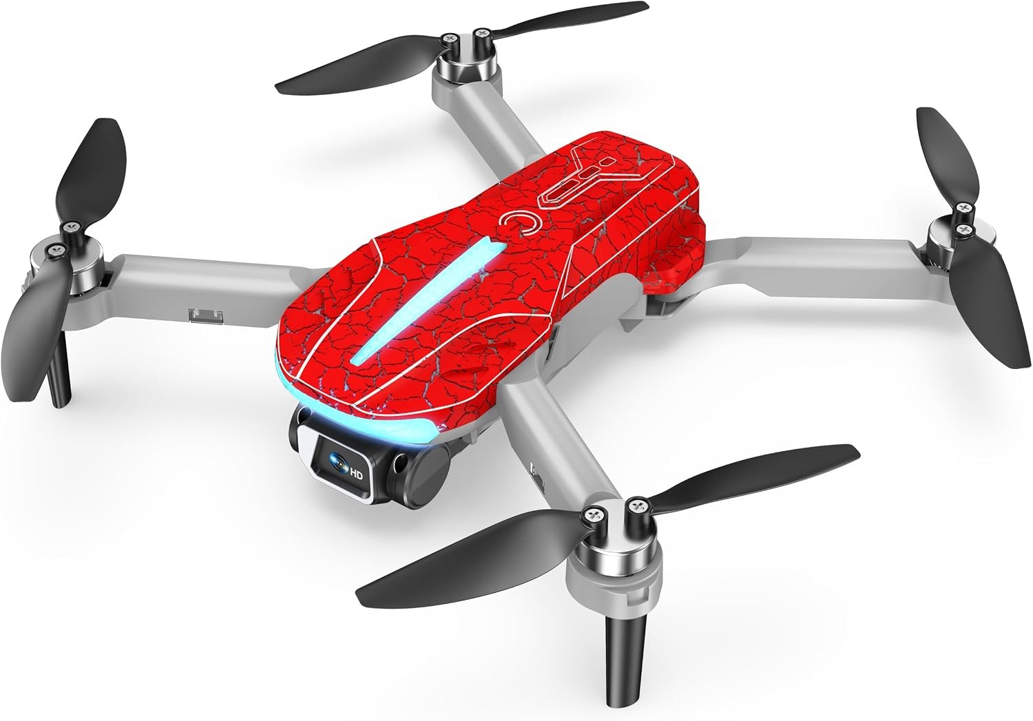4K GPS Drone with Camera for Adults – Red Crackle, Brushless FPV RC Quadcopter with Follow Me, Return to Home, Gesture Selfie, 3D Flip – Foldable Drone for Hobbyists