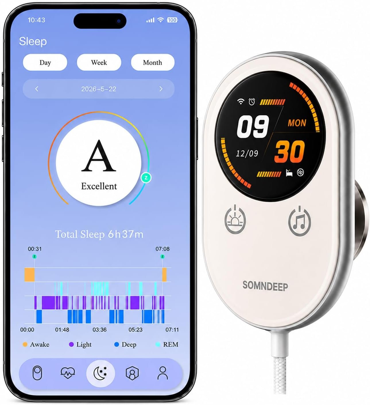 Contactless Smart Sleep Tracker, Non-Wearable Sleep Monitor Device