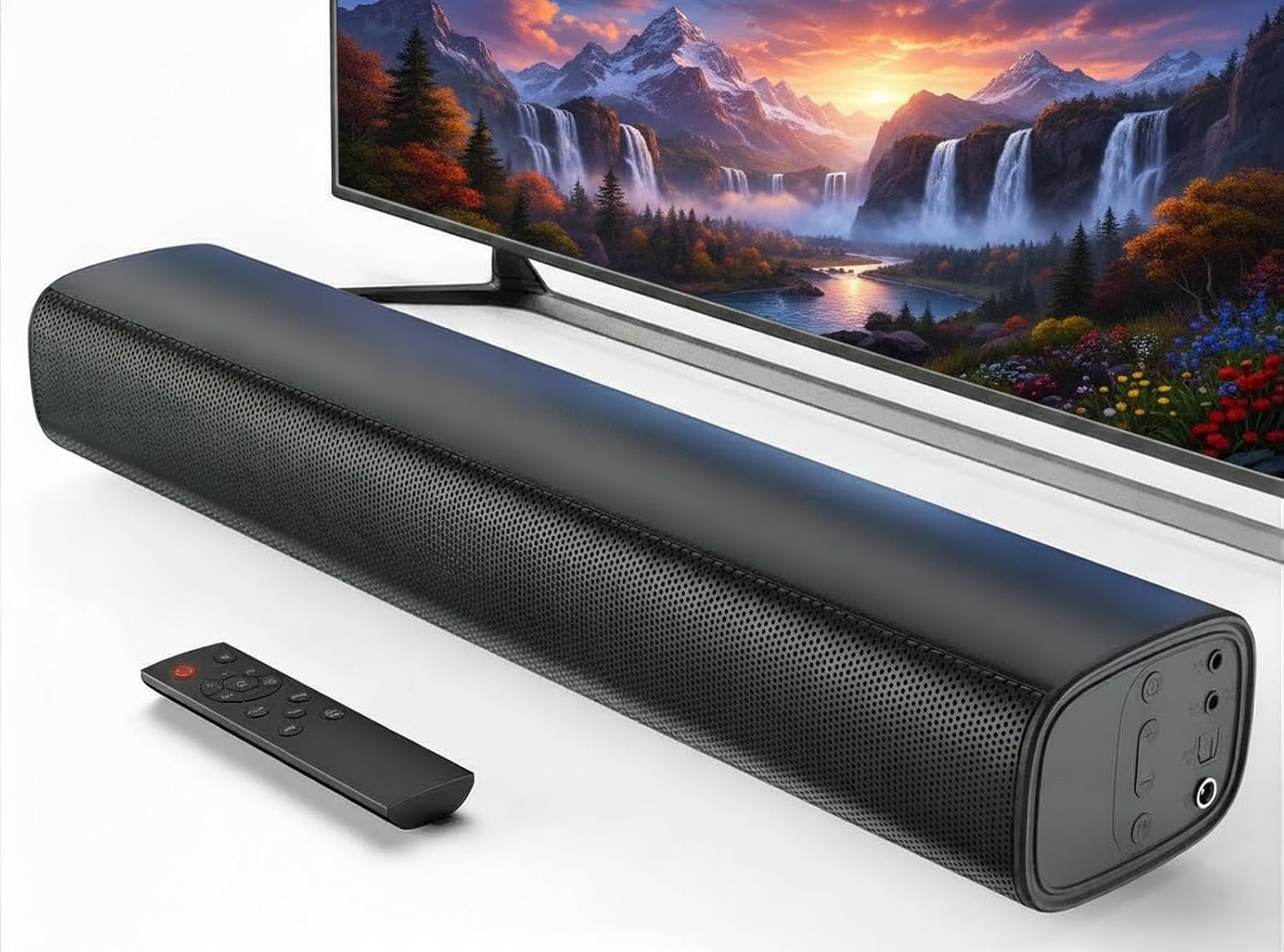 Home Audio Surround Soundbar, 14.2 Inch 40W Wired Wireless Bluetooth TV Speaker, Custom Bass Reflector & 3 EQ Presets, Wall‑Mountable for Smart TV, PC, Laptop & Projector