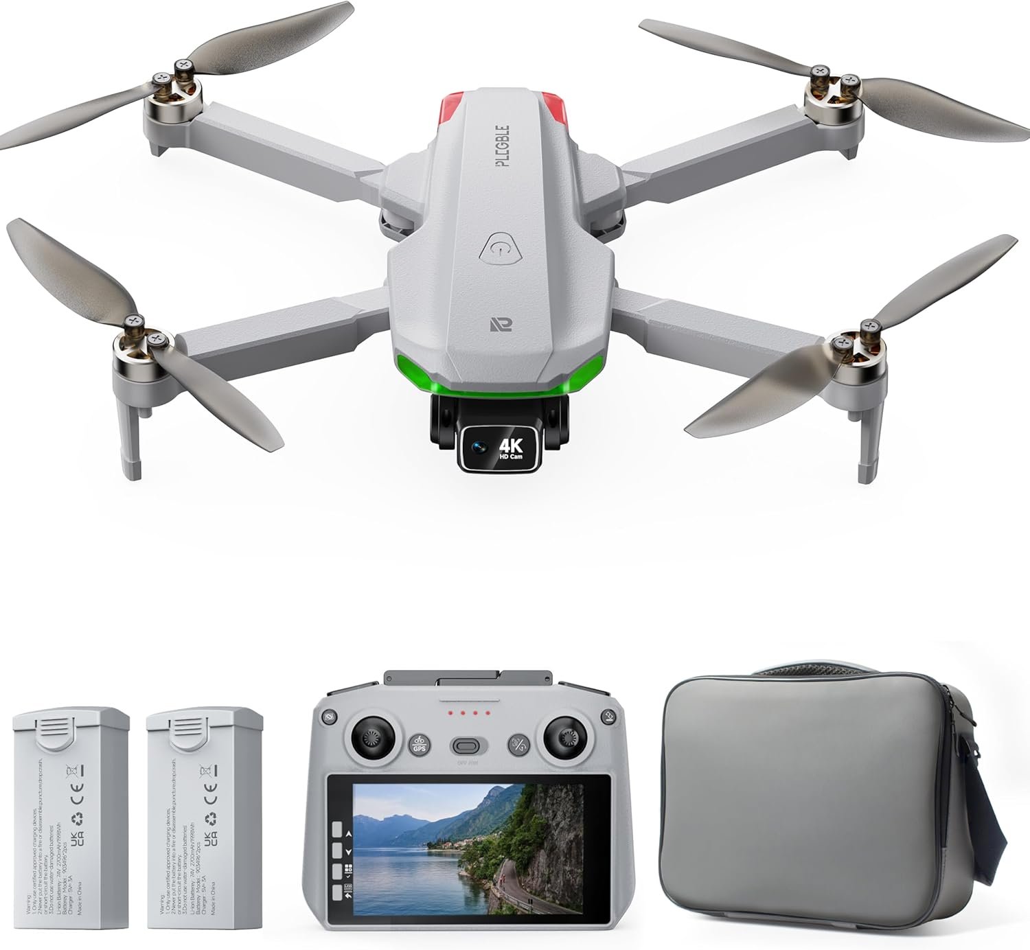 PLEGBLE Drones with Camera for Adults 4K, GPS Drone with Controller Screen