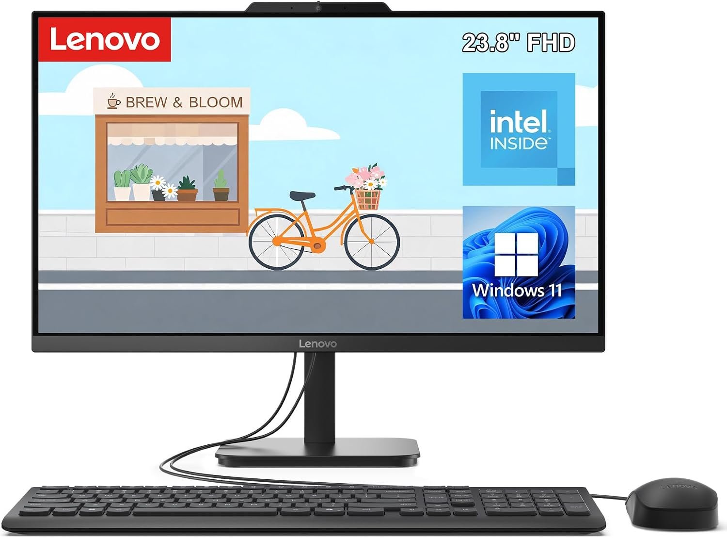 Lenovo IdeaCentre 24″ FHD All-in-One Desktop Computer, Intel N100 Processor
