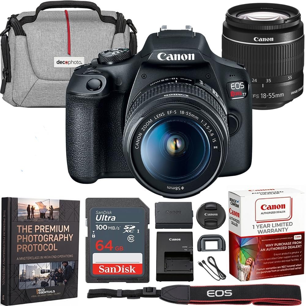Canon EOS Rebel T7 DSLR Camera with EF-S 18-55mm F3.5-5.6 is II Lens Bundle