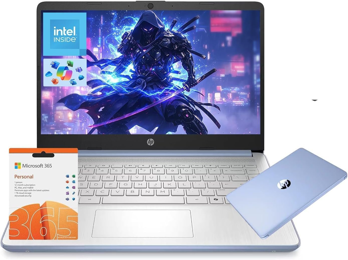 HP 14″ Laptop, Intel Processor N150 (Beat i3) 8GB RAM 128GB UFS 1-Year Office 365 Copilot AI Win11 WiFi6 Computer for Creator Business Gaming Student College