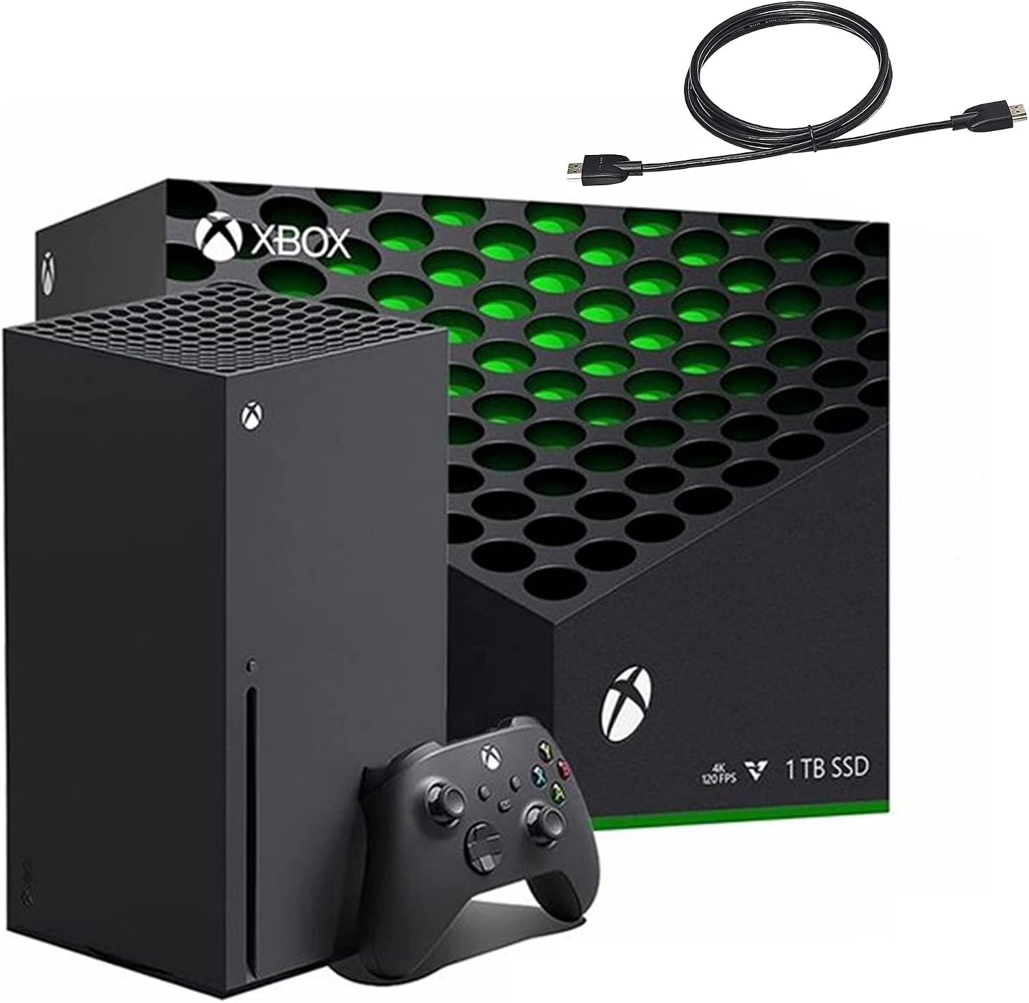 Xbox Series X 1TB Gaming Console Console + 1 Wireless Controller – Backward Compatible with Thousands of Games, Fine-Tuned Performance, True 4K Gaming, Up to 120 FPS – HDMI_Cable