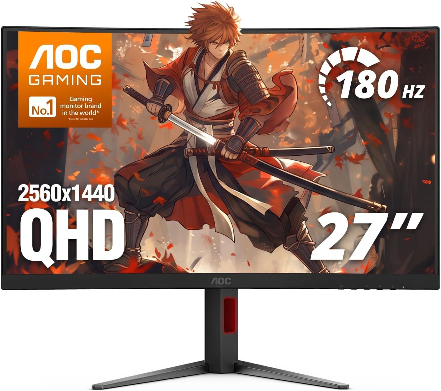 AOC 27″ Curved Gaming Monitor 2K QHD 180Hz VA AMD FreeSync Premium, CQ27G4H