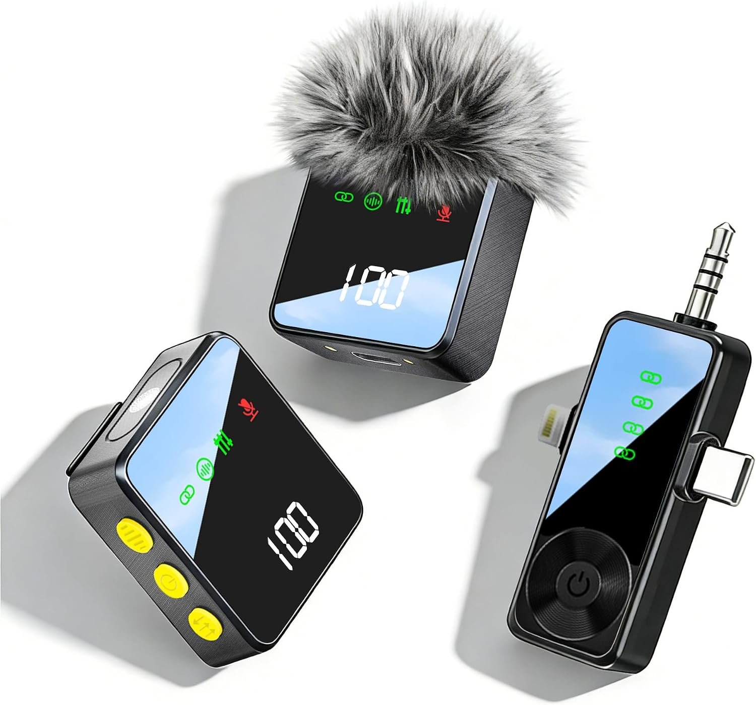 Wireless Lavalier Microphone for iPhone, Android & Camera – Black