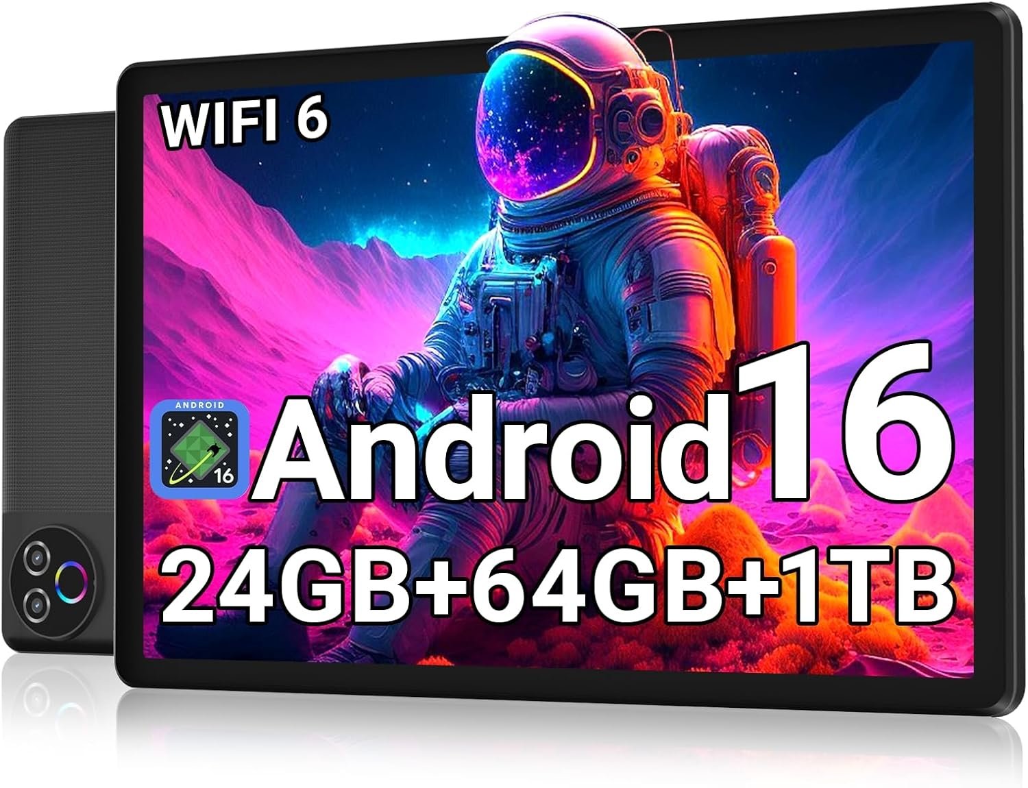 Android 16 Tablet 10 Inch, 24GB RAM 64GB ROM 1TB,HD IPS,Fast WiFi 6, BT 5.4