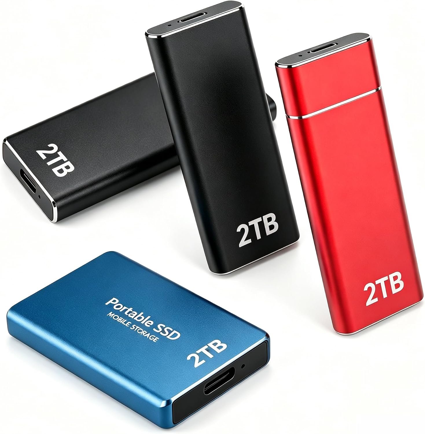 Portable External Solid State Drive, Ultra Slim External HDD Store USB 3.0 Type-C SSD External Hard Drive for Creators, Gaming, Compatible with Mac, PC, Phone