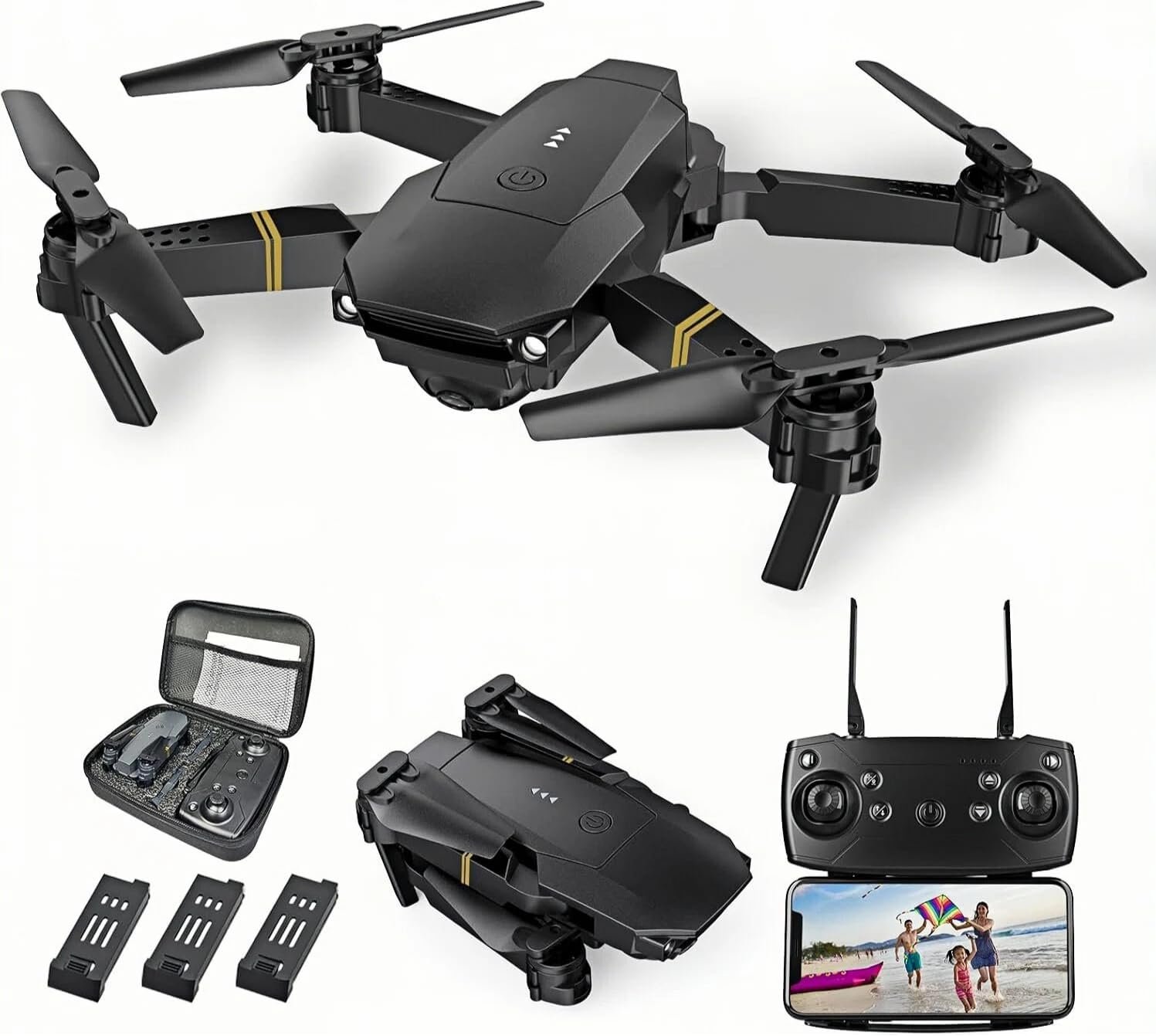 Drones with Camera for Adults 4K 1080P 3 Batteries Foldable Mini Drone with Camera, Altitude Hold, One Key Take Off/Landing, 3 Speed Mode, 3D Flip (Blue012)