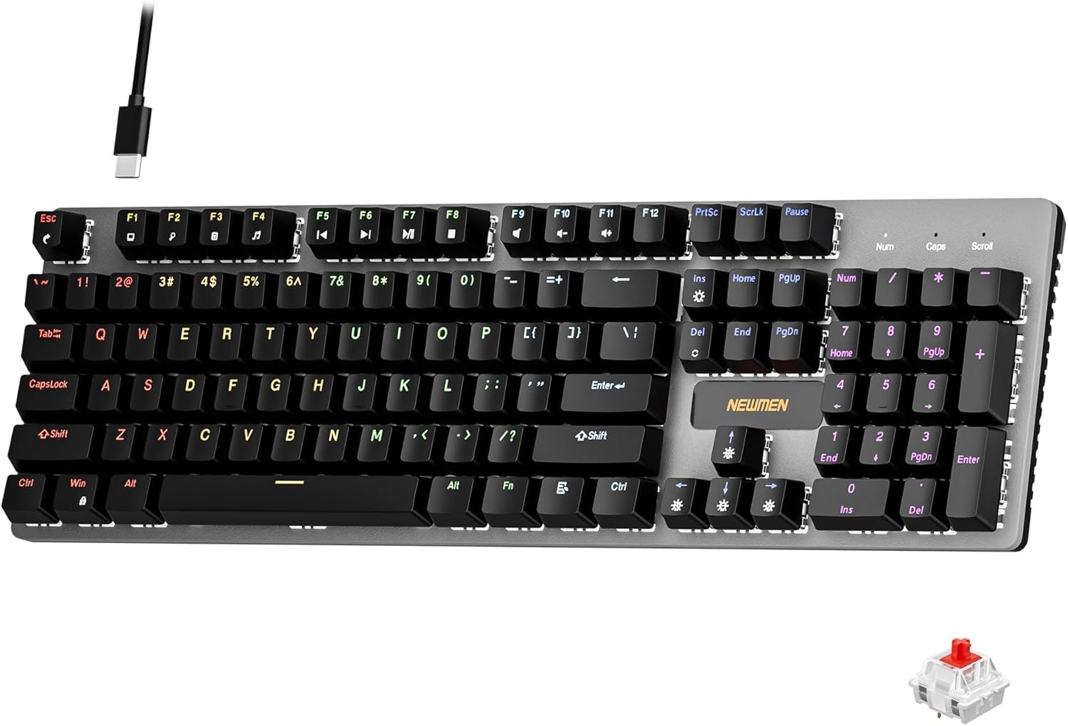 Newmen GM325Pro Mechanical Keyboard,Gaming Keyboard 104 Keys Red Switches