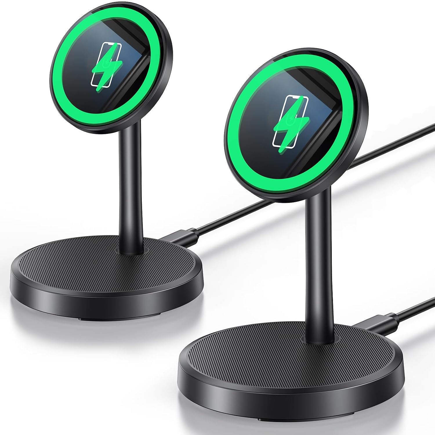 Magnetic Wireless Charger iPhone, 2 Pack 15W Fast Mag-Safe Charger Stand for iPhone 18 Pro Max/ 17/17 Air/17 Pro/17 Pro Max 16/15/14/13/12 Series, Wireless Charging Station for Pad/AirPods(Black)