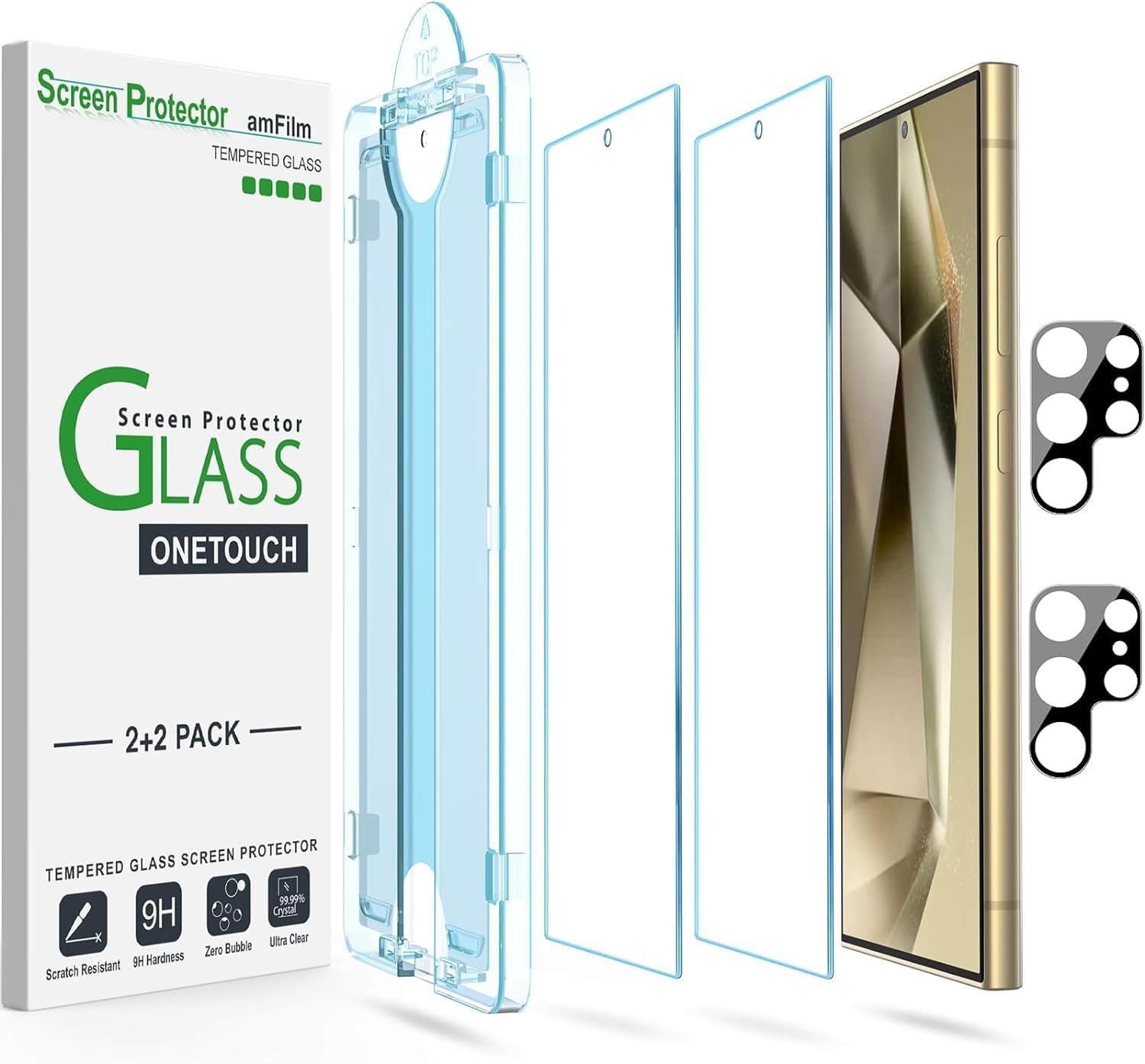 amFilm OneTouch for Samsung Galaxy S24 Ultra Screen Protector TemperedGlass