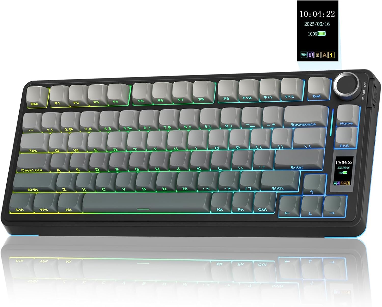 AULA S75 PRO Wireless Mechanical Gaming Keyboard with Screen&Knob, 80 Keys