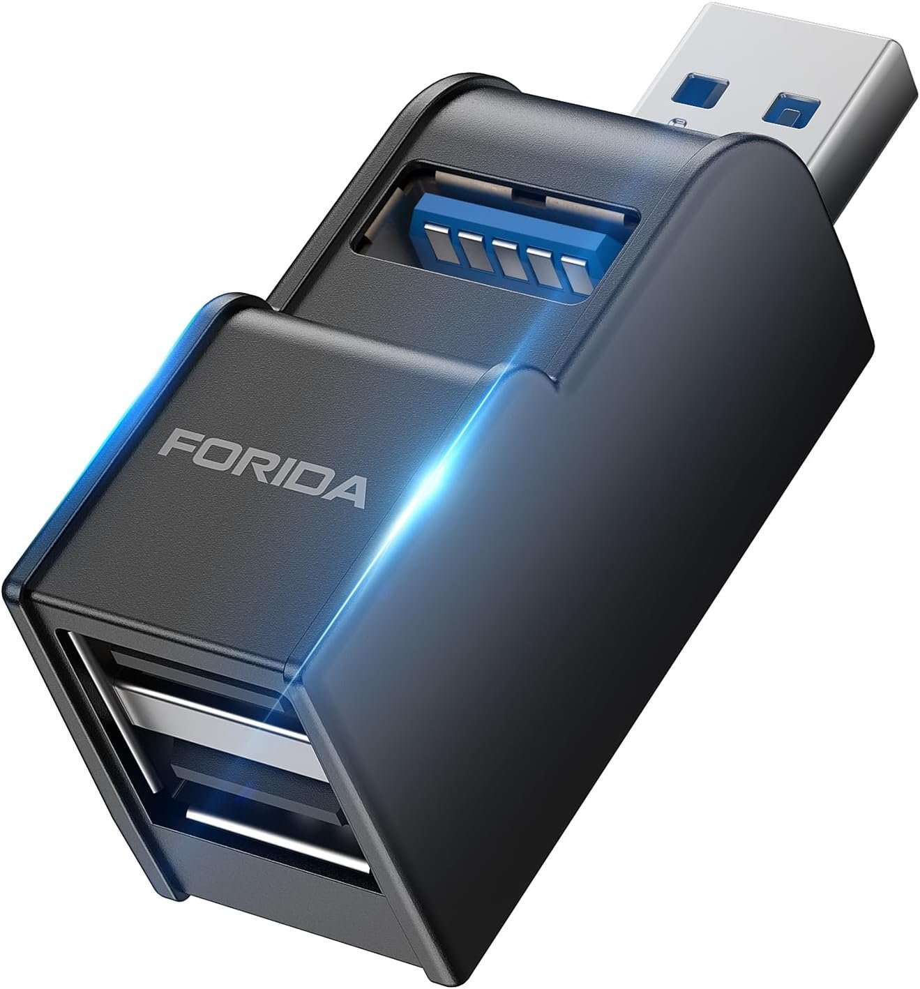 3 Ports USB Hub 3.0, FORIDA USB Splitter 1 in 3 Out for Laptops, Keyborad