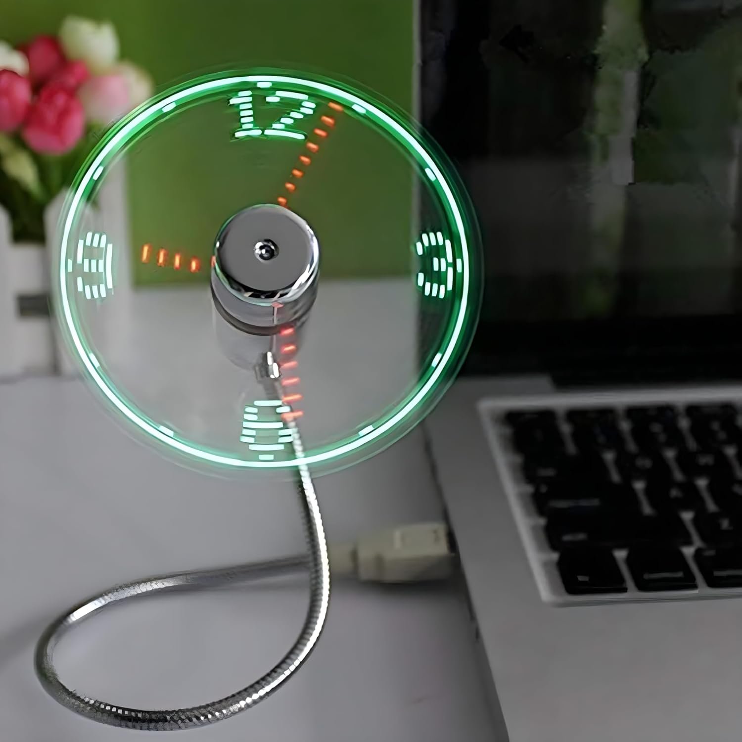 LED USB Clock Fan with Real Time Display Function,Stocking Stuffers for Men Christmas Gadgets,Father’s Gifts,1 Year Warranty