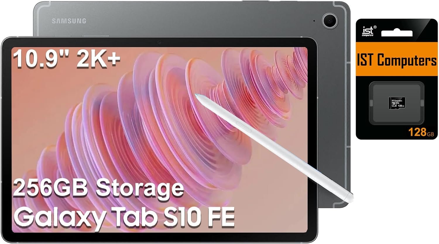 Samsung Galaxy Tab S10 FE Tablet, 10.9″ 2K+, 8GB RAM, 128GB + 128GB SD Card