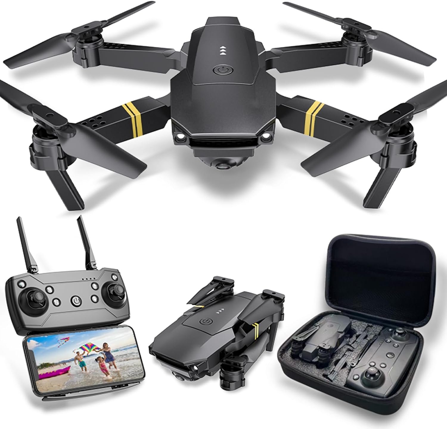 Drones with Camera for Adults 1080P Mini Drone with Camera Foldable Drones for Adults RC Quadcopter, Altitude Hold, One Key Take Off, 3D Flip, 3 Batteries