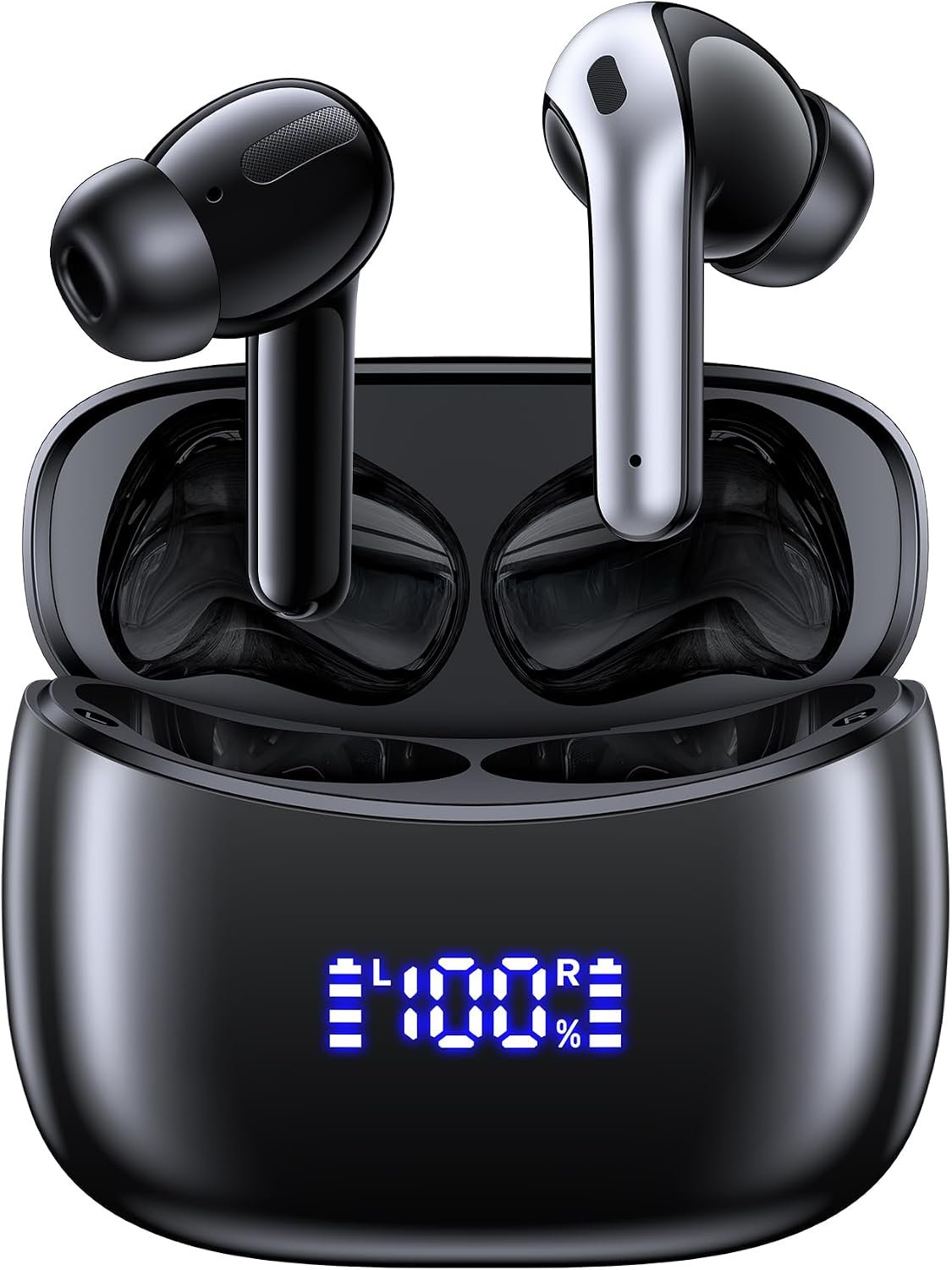 OKEEFE Wireless Earbuds Bluetooth Earbuds Translation Earbud Real Time 70H Playtime Wireless Headphones AI Bluetooth Headphones for Travel Meeting Sports Black