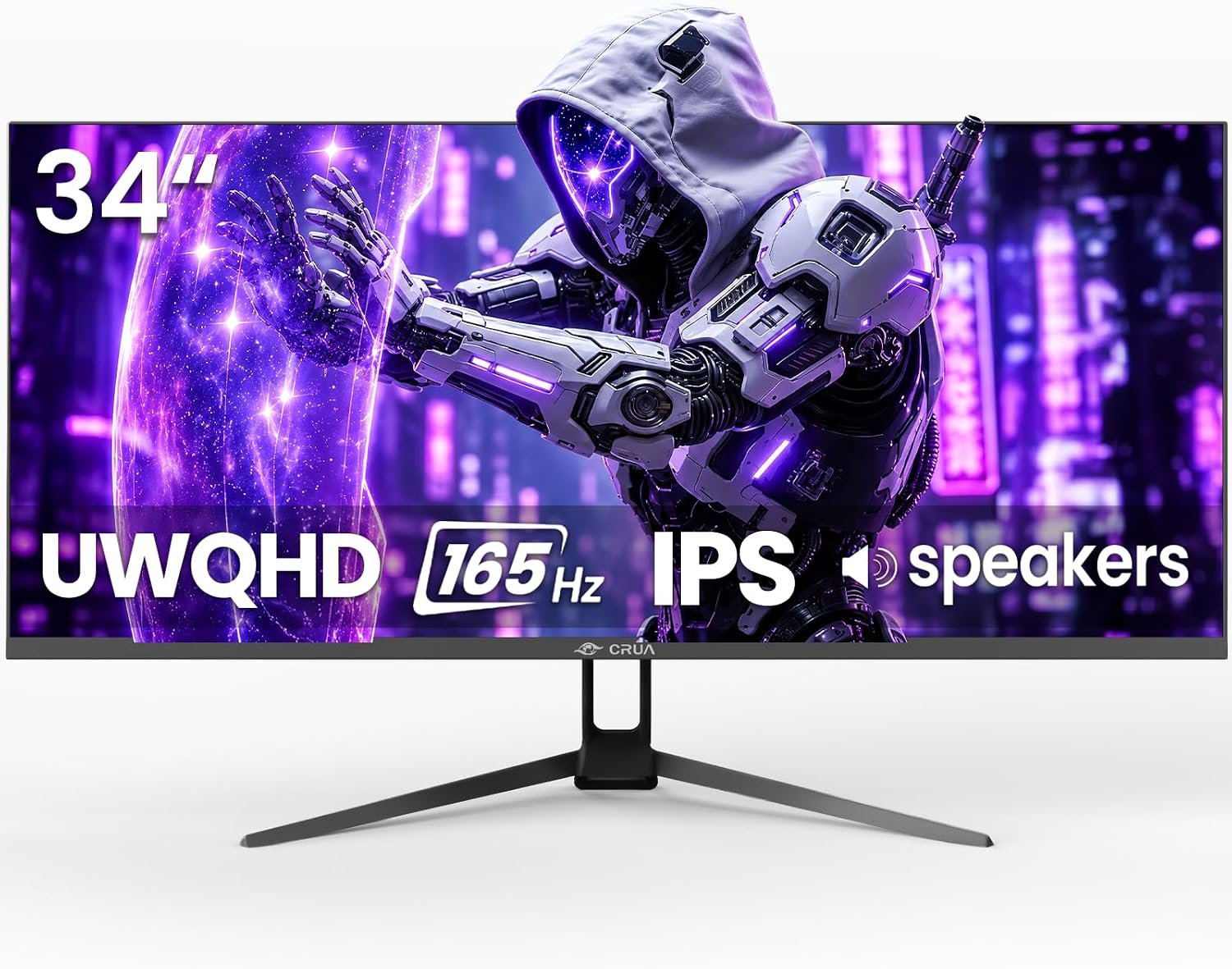 CRUA 34 Inch 165Hz UWQHD IPS Ultrawide Gaming Monitor, Speakers, PIP/PBP