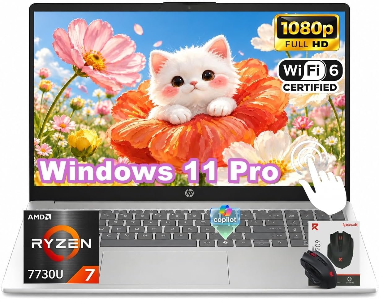 HP 15.6″ Touchscreen Business Laptop, AMD Ryzen 7 7730U, 32GB RAM 1TB SSD