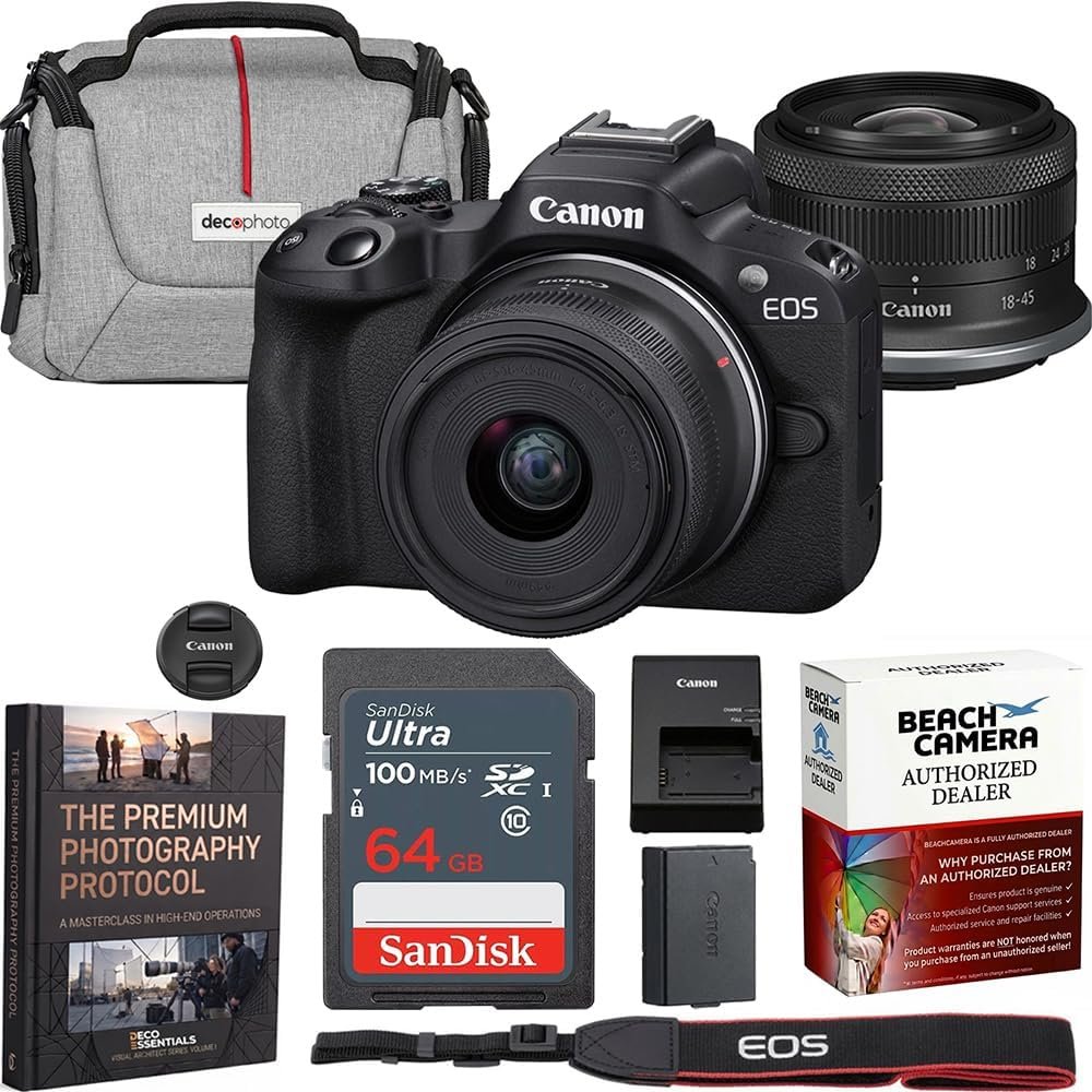 Canon EOS R50 Mirrorless Camera with 18-45mm F4.5-6.3 is STM Lens Bundle