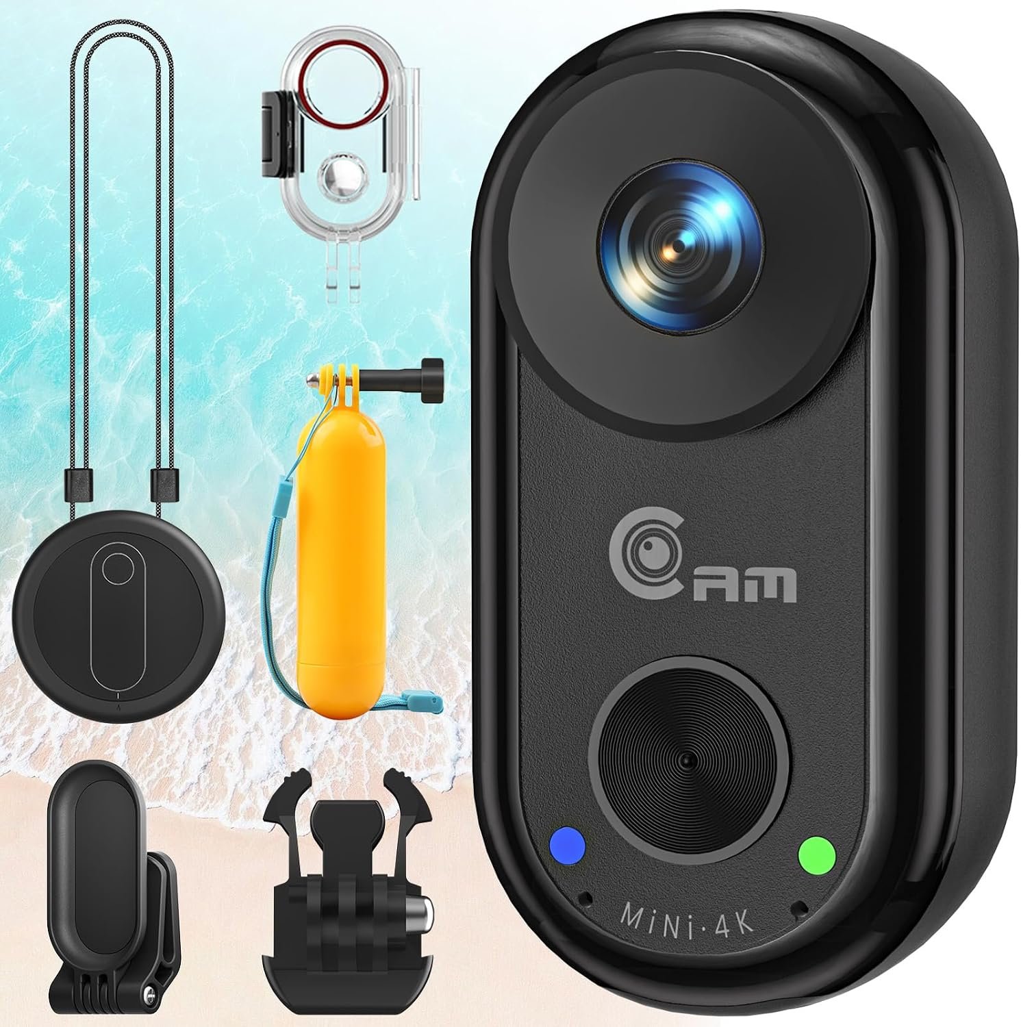 4K Mini Wearable Body Camera with Waterproof Floating Hand Grip – 40M Underwater POV Camera, Magnetic Thumb-Size Action Cam, 6-Axis Stabilization, Hands-Free Recording for Snorkeling/Surfing