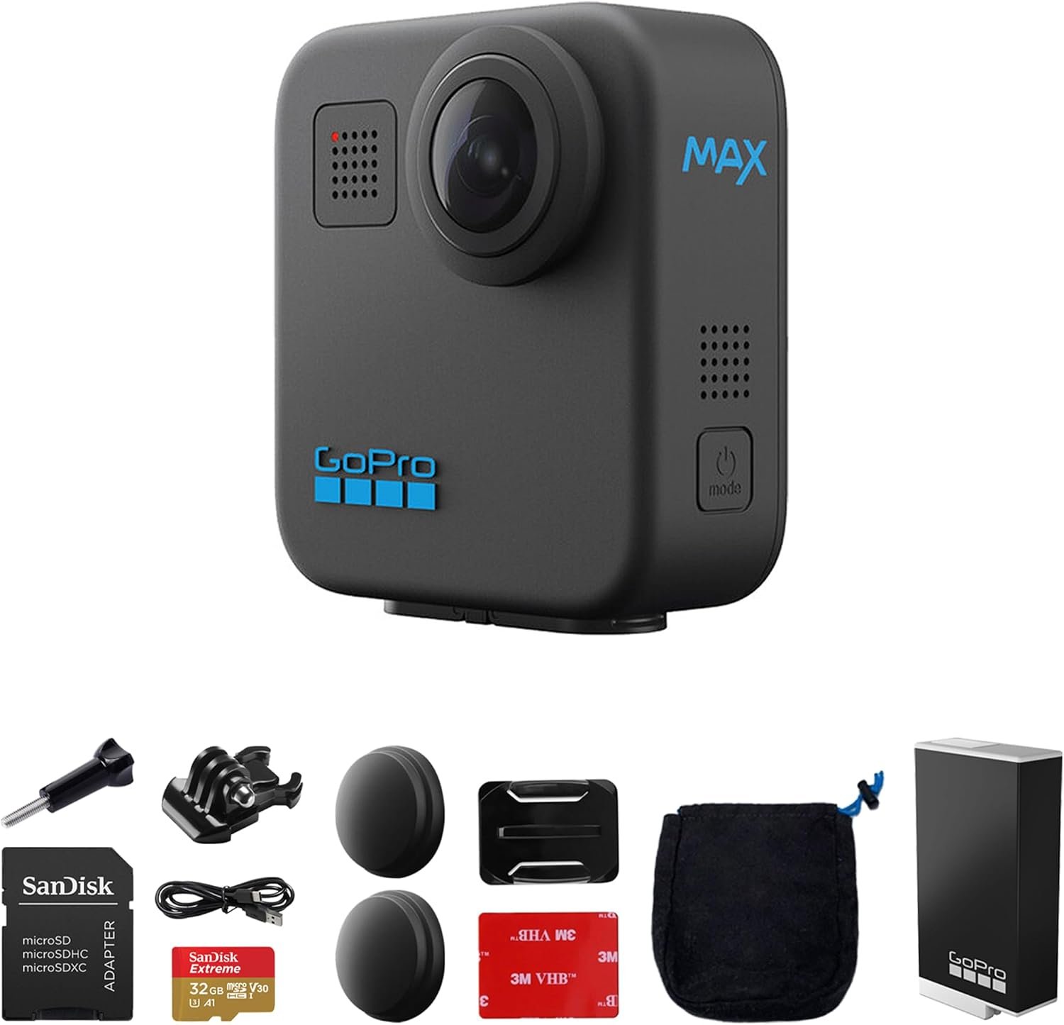 GoPro MAX 360 Action Camera 5.6K30, Rechargeable Enduro Battery & 32GB Kit