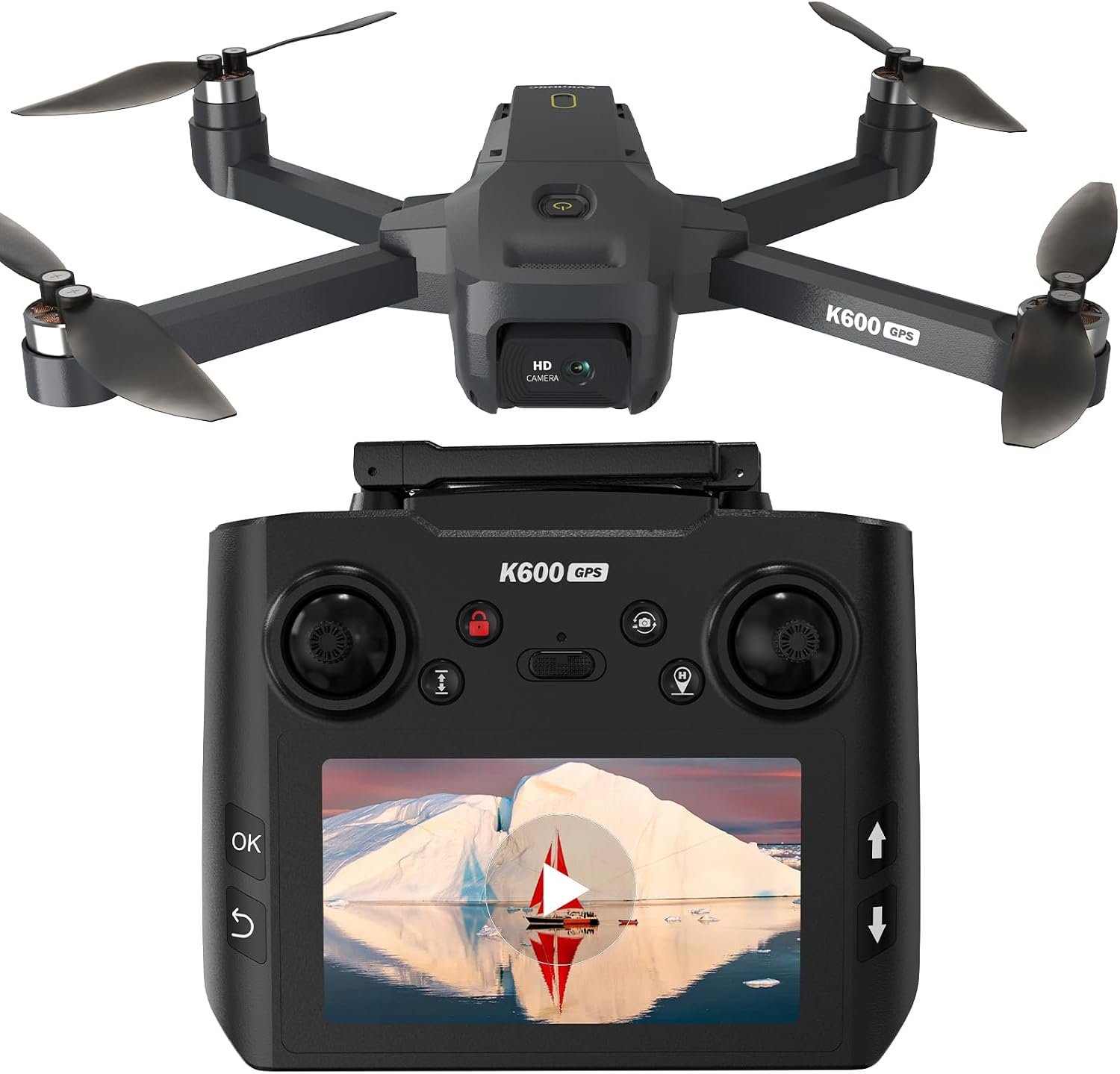 GPS Drone with EIS 1080P Camera, 4.5″ FPV Screen, 5GHz Transmission