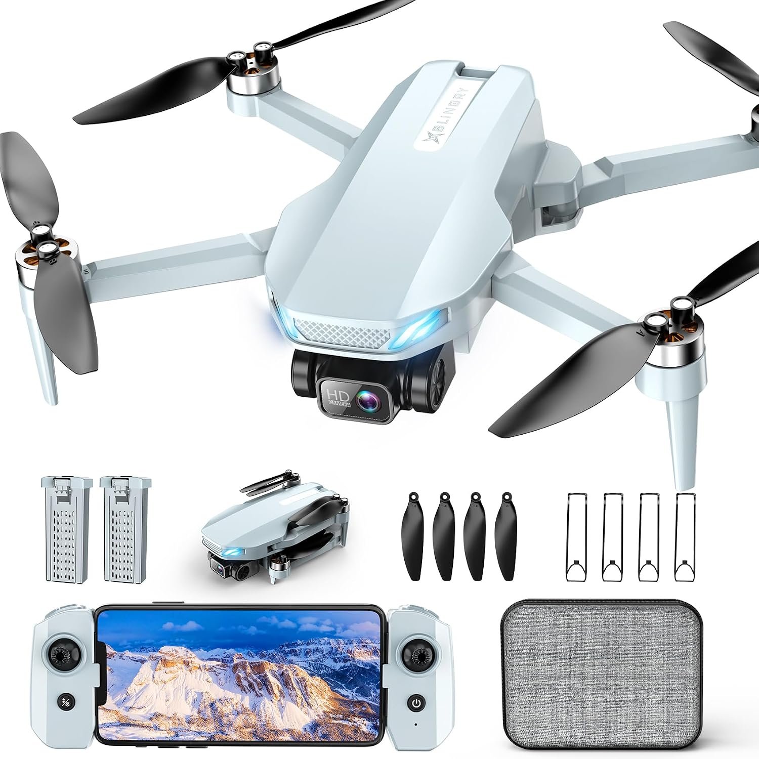 2K Drone with Camera for Adults & Beginners, Mini Drone with 2 Batteries
