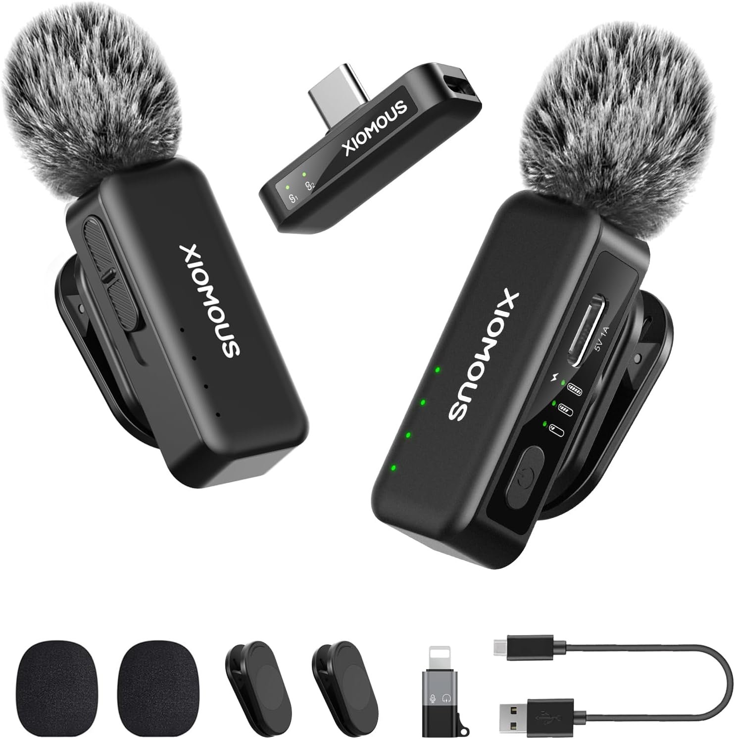 Wireless Lavalier Microphone for iPhone & Android, 2 Mics 1 Receiver, 262FT Long Range Wireless Lapel Mic, AI Noise Cancellation, 90% Noise Reduction, 48kHz/24bit Audio, for YouTube, TikTok, Vlog
