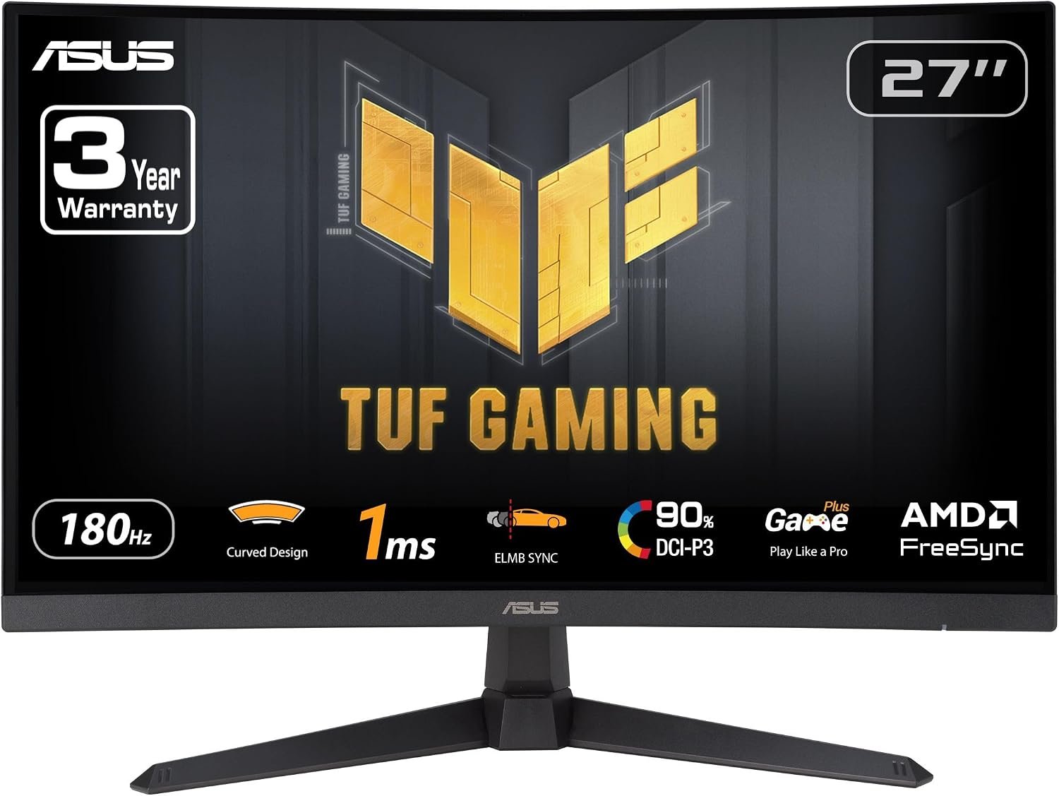 ASUS TUF Gaming VG27VQ3B 27 Inch 1080p 180Hz HDR Curved Gaming Monitor
