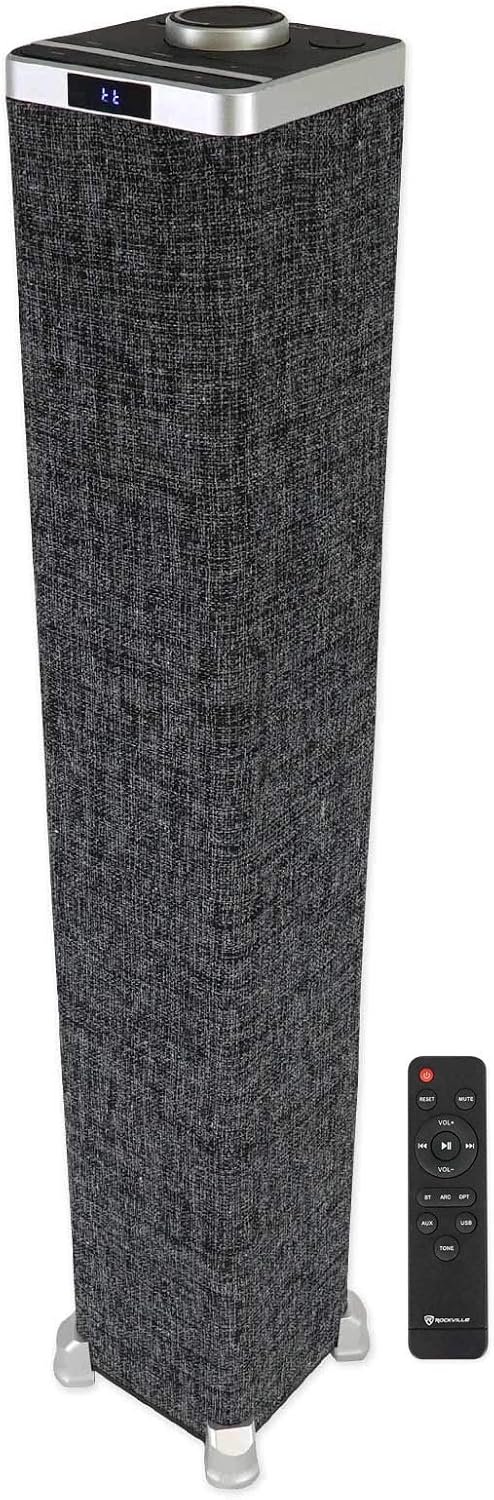 Rockville ONE-Tower Black Bluetooth Tower Speaker with HDMI/Optical/RCA