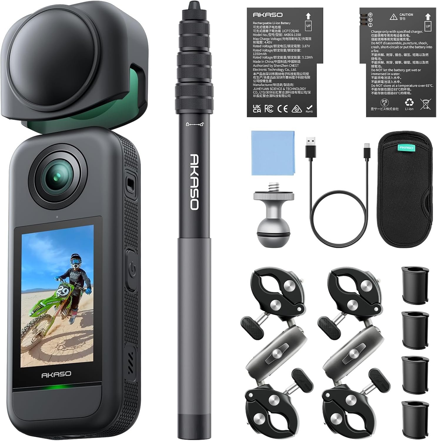 AKASO 360 Action Camera Motorcycle Combo- 5.7K 360 Video, 360-SuperSmooth