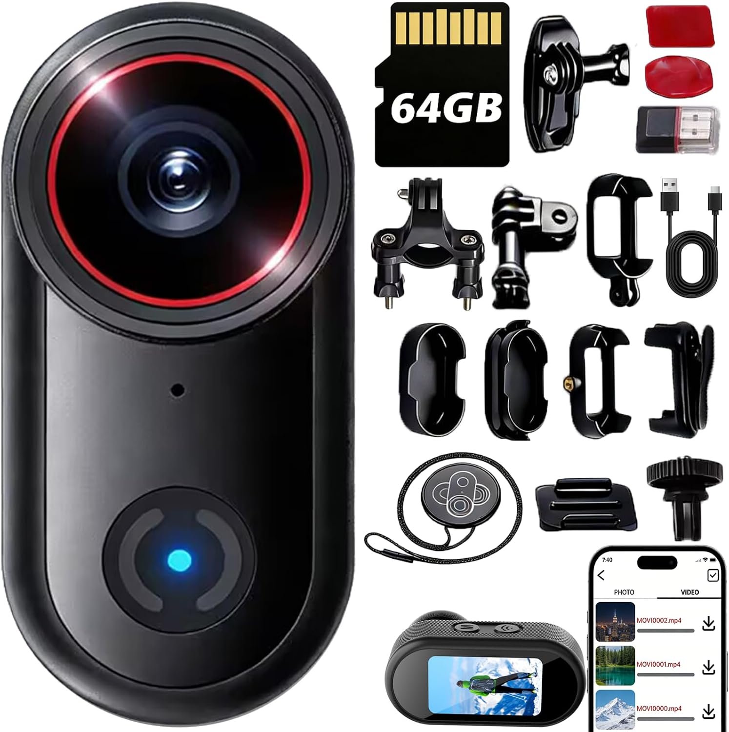 4k Sports Camera,Body Cameras with Audio and Video Recording,64GB