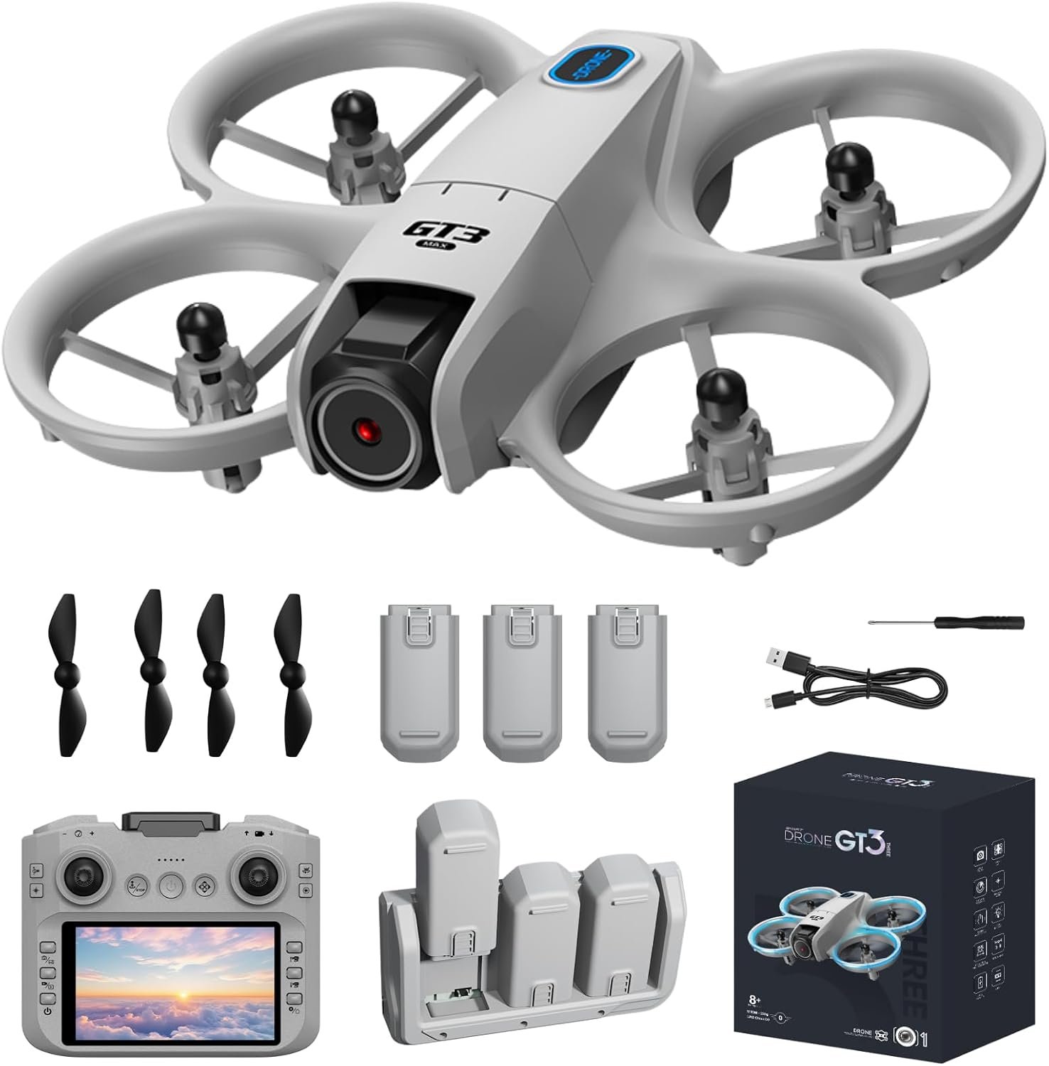 FPV Drone with HD Camera, RC Drone with Sceen on Controller, Optical Flow Positioning & Intelligent Obstacle Avoidance Mini RC Quadcopter Beginner-Friendly Indoor Outdoor Aerial Photography Indoor Outdoor Drone for Beginers Adults