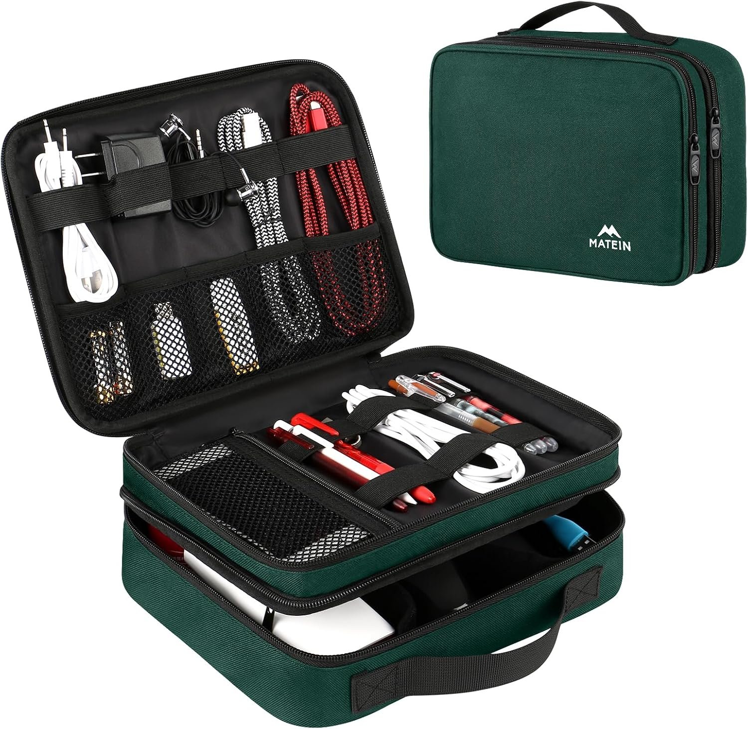 MATEIN Electronics Travel Organizer, Double Layers Charger Organizer Bag