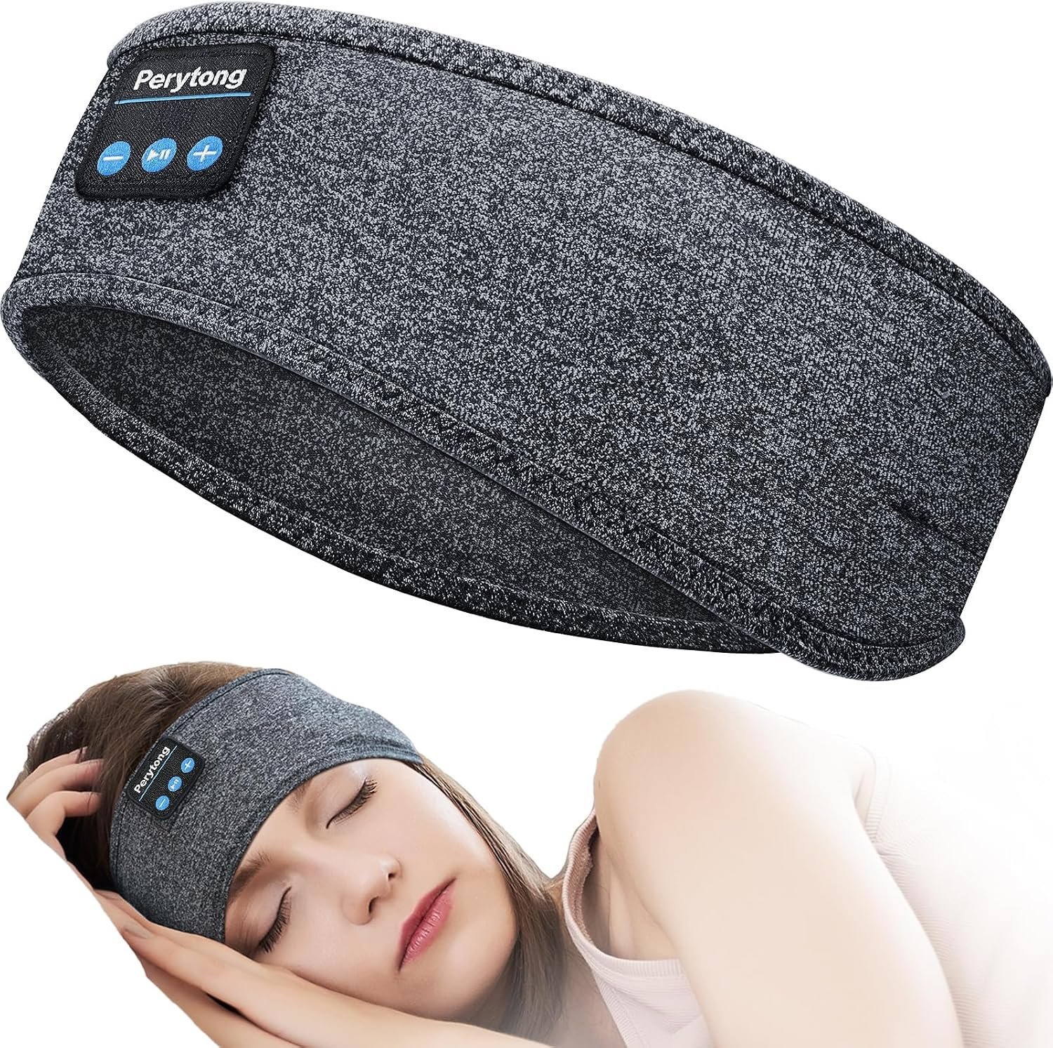 Perytong Sleep Headphones Wireless, Bluetooth Sports Headband Headphones with Ultra-Thin HD Stereo Speakers Perfect for Sleeping,Workout,Jogging,Yoga,Insomnia, Air Travel, Meditation (Charcoal Grey)