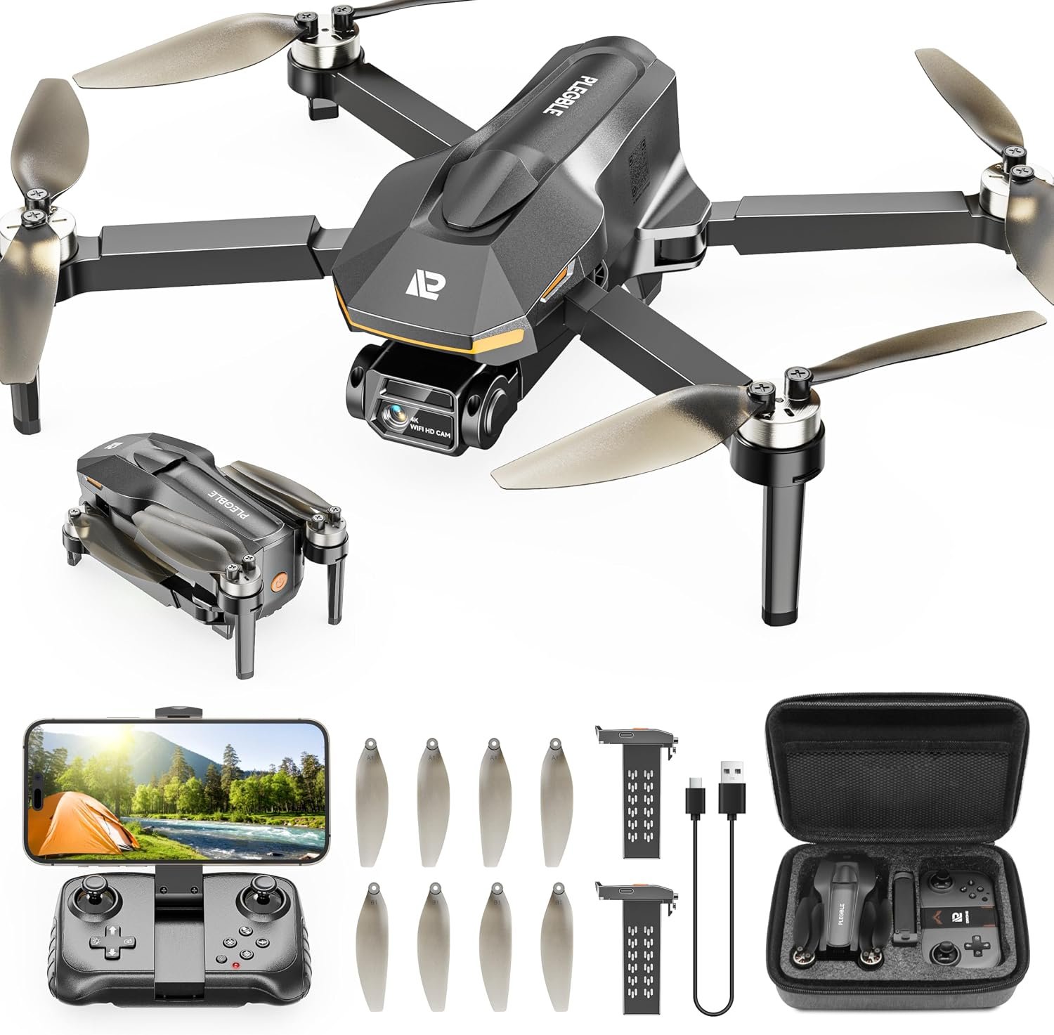 PLEGBLE Drones with Camera for Adults 4K, Beginner FPV Drone