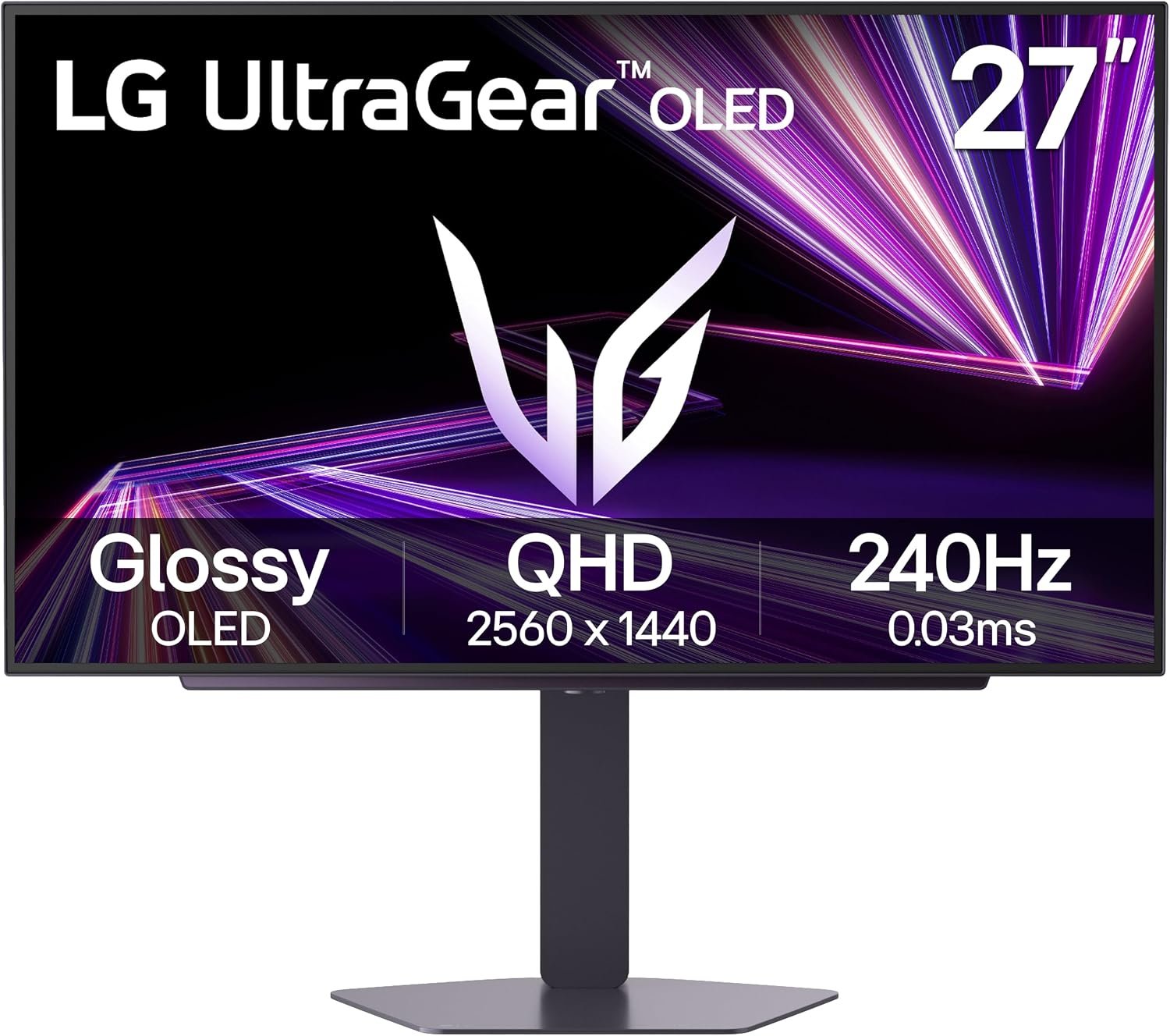 LG 27GX704A-B 27-inch Ultragear QHD (2650×1440) OLED Gaming Monitor 240Hz, 0.03ms, NVIDIA G-Sync Compatible, AMD FreeSync Premium Pro, VESA Display HDR TrueBlack400, HDMI 2.1, DisplayPort, Black