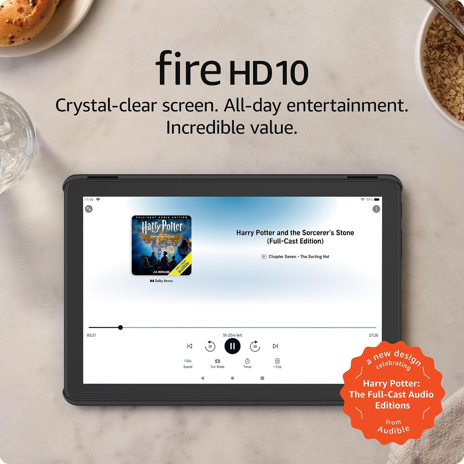 Harry Potter Amazon Fire HD 10 tablet 32GB (newest model) | Officially Licensed Limited-Edition design in celebration of Harry Potter: The Full-Cast Audio Editions on Audible (sold separately)