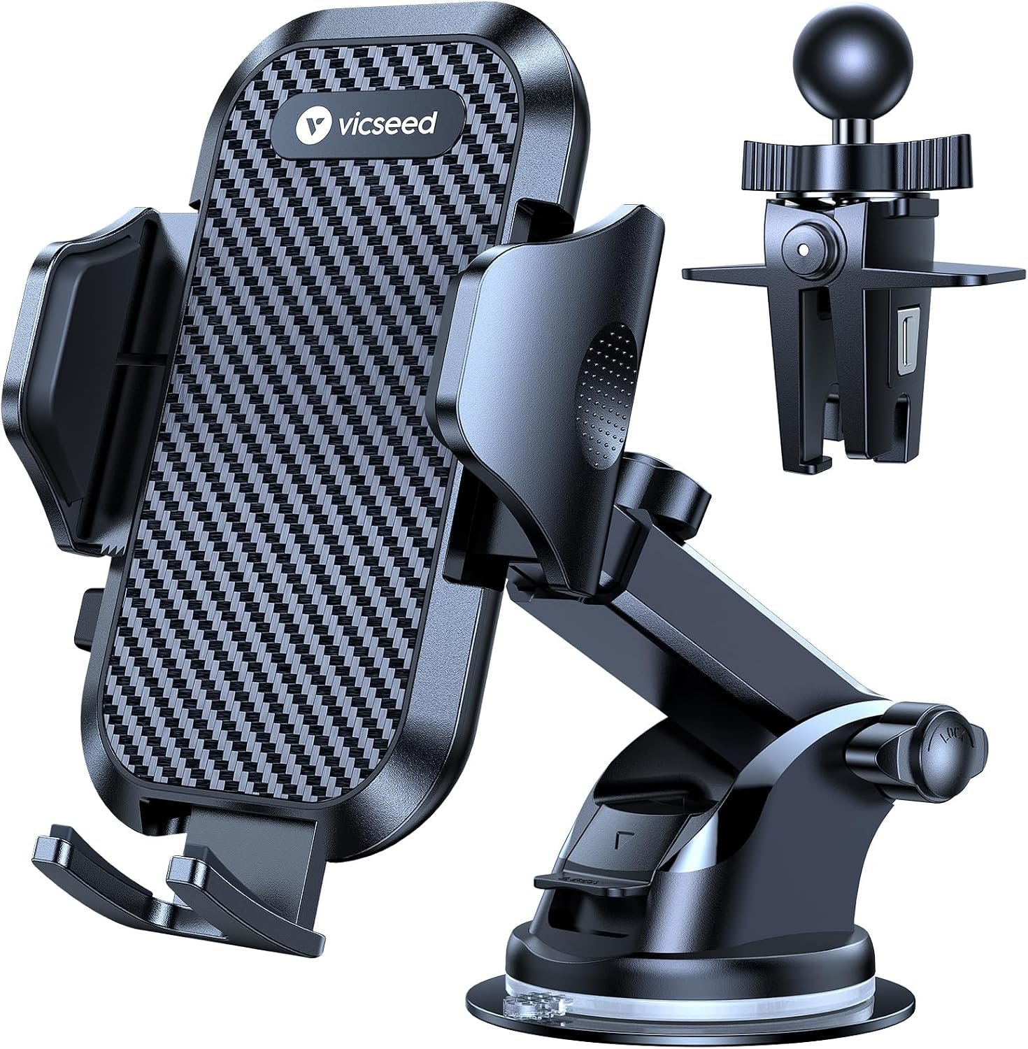 VICSEED 2026 Ultimate Sturdy Car Phone Holder [Upgraded 95+LBS Strongest Suction] Universal Long Arm Cellphone Mount for Car Dashboard Windshield Vent Truck Boat for iPhone 18 17 16 Pro Max & Android