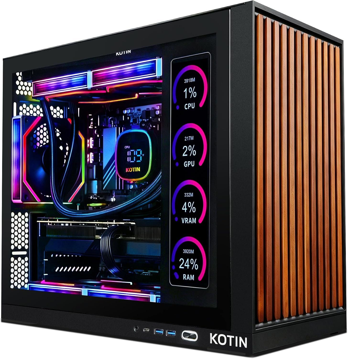 KOTIN Gaming PC, Ryzen 7 9800X3D, RTX 5070 Ti 16GB, 32GB DDR5, 1T SSD