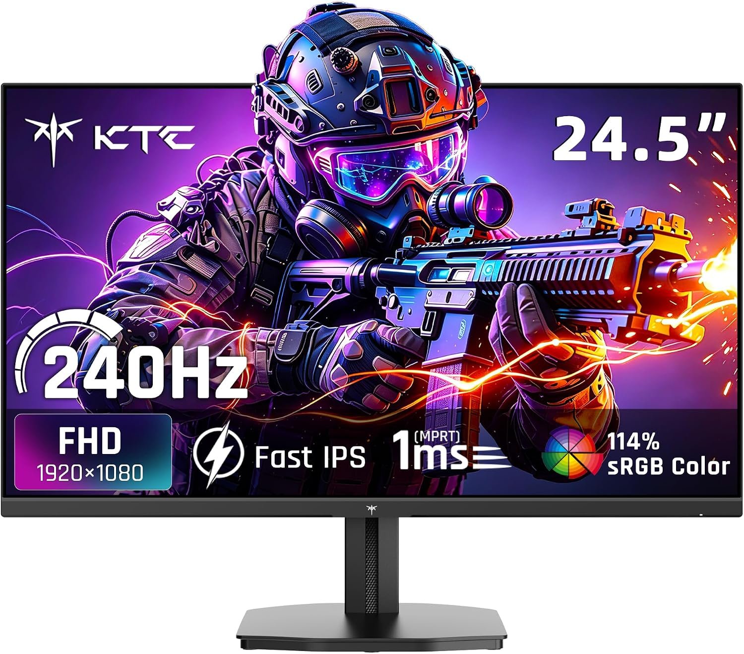 KTC 24.5 Inch 240Hz Gaming Monitor, FHD Computer Monitor Fast IPS, H25T7-A