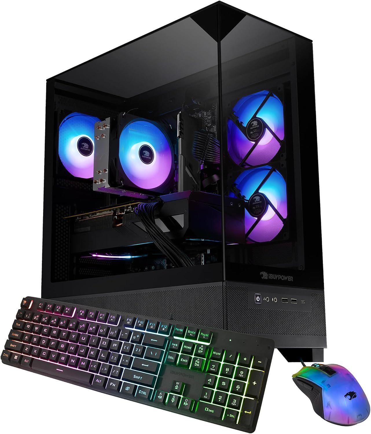 iBUYPOWER Element SE Gaming PC Desktop Computer AMD Ryzen 5 5500 CPU, AMD Radeon RX 6500XT 4GB, 16GB DDR4 Non-RGB 3200MHz RAM, 512GB NVMe SSD, Windows 11 Home, Gamer Keyboard and Mouse – ESA5R65XT04