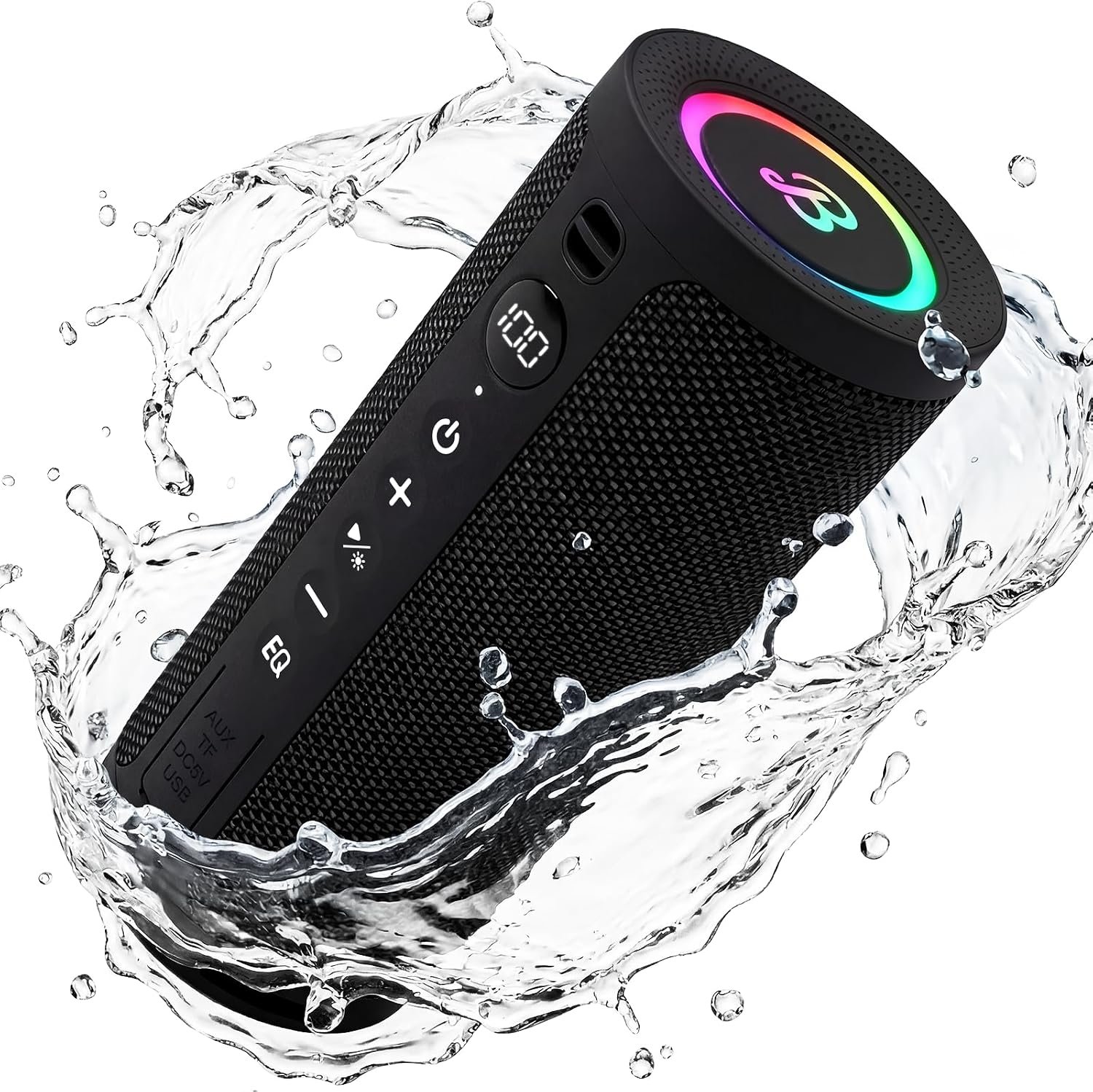 BassBloom Roar 3 Portable Bluetooth Speaker,20W Powerful Sound with JIKE Bass,IPX6 Waterproof,24H Playtime,Bluetooth 5.4,RGB Lights,Wireless TWS Pairing,Outdoor