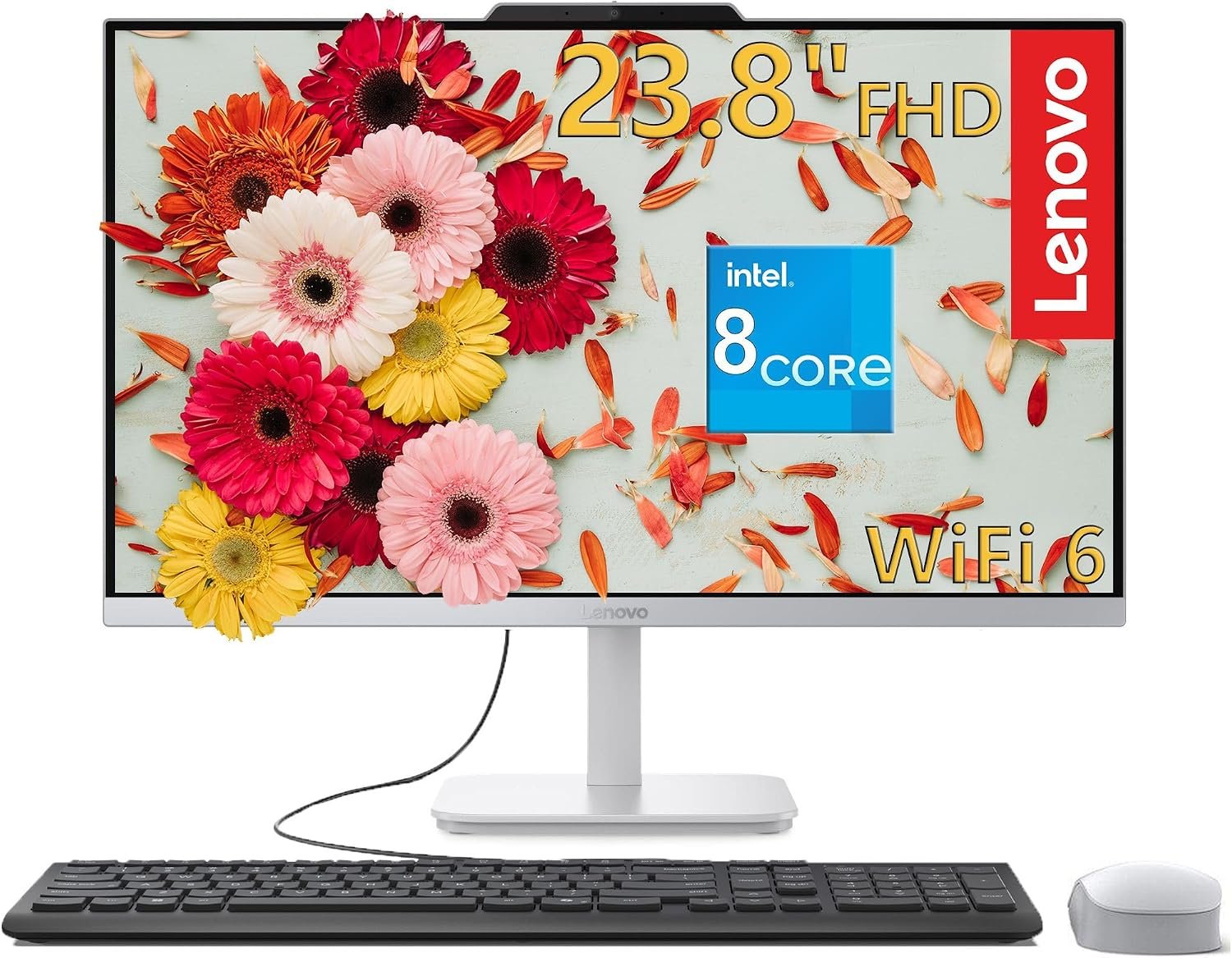 Lenovo 2026 24″ FHD All-in-One Desktop Computer 16GB RAM 512GB PCIe SSD