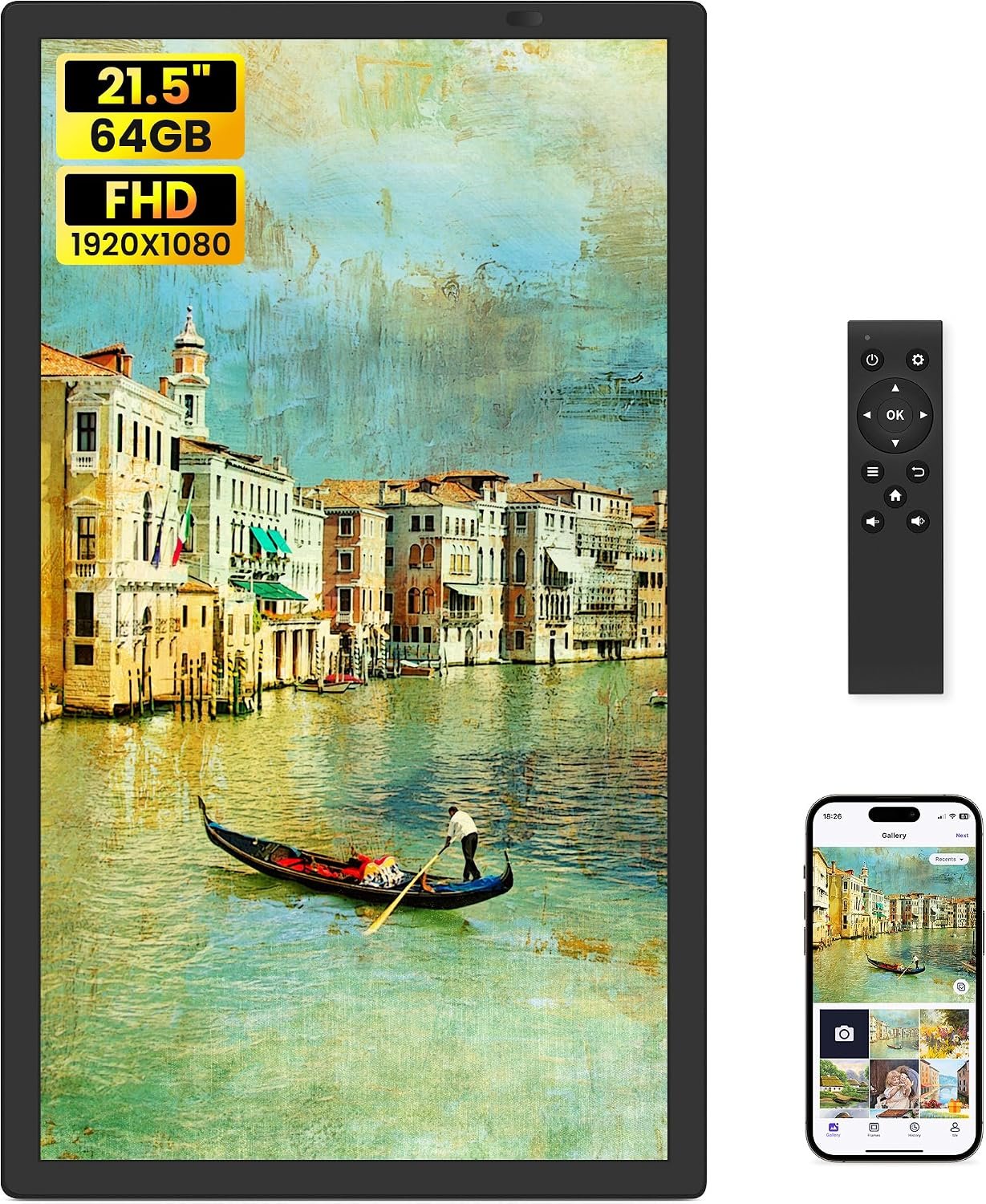 Uhale 21.5 Large Digital Picture Frame 64GB Photo Frame WiFi Remote Control