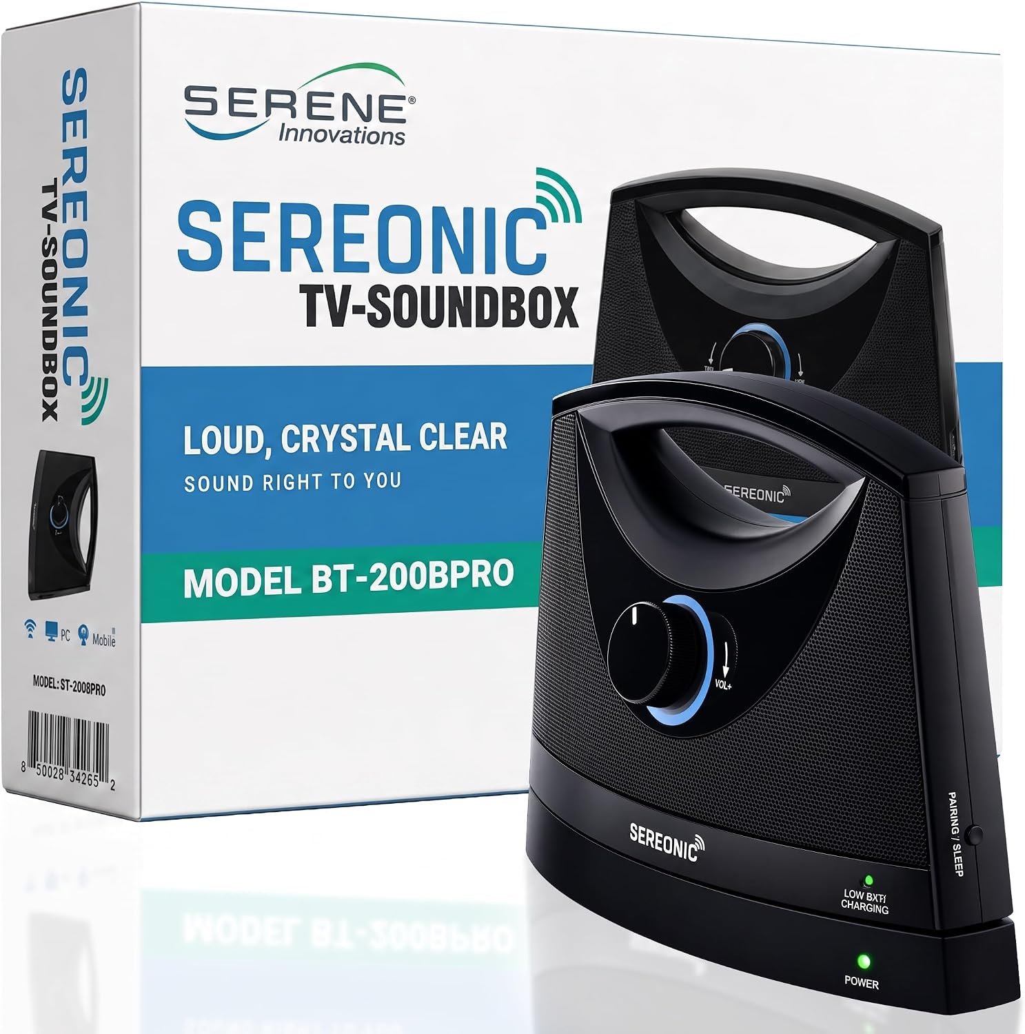 SEREONIC Portable Wireless TV Speakers for Smart TV – Ideal for TV Watching Without The Blaring Volume – Wireless Speakers for TV Designed for Hard of Hearing, Elderly, and Seniors – 100ft Range